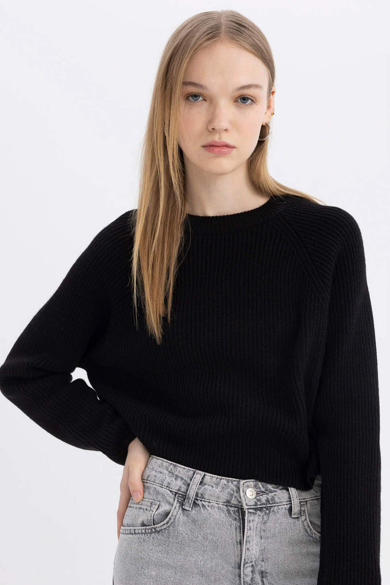 Coool Regular Fit Bisiklet Yaka Basic Düz Triko Kazak