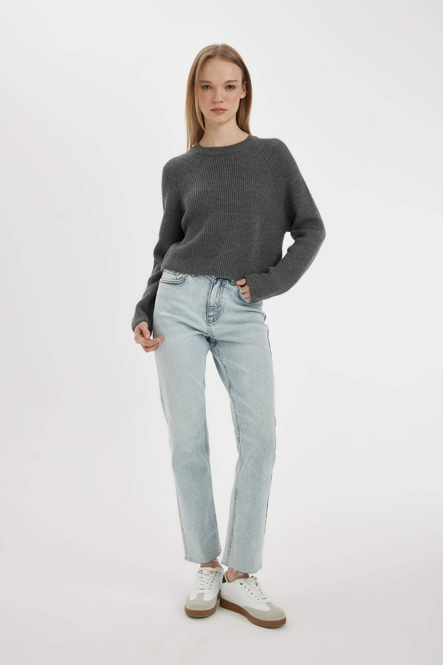 Coool Regular Fit Bisiklet Yaka Basic Düz Triko Kazak