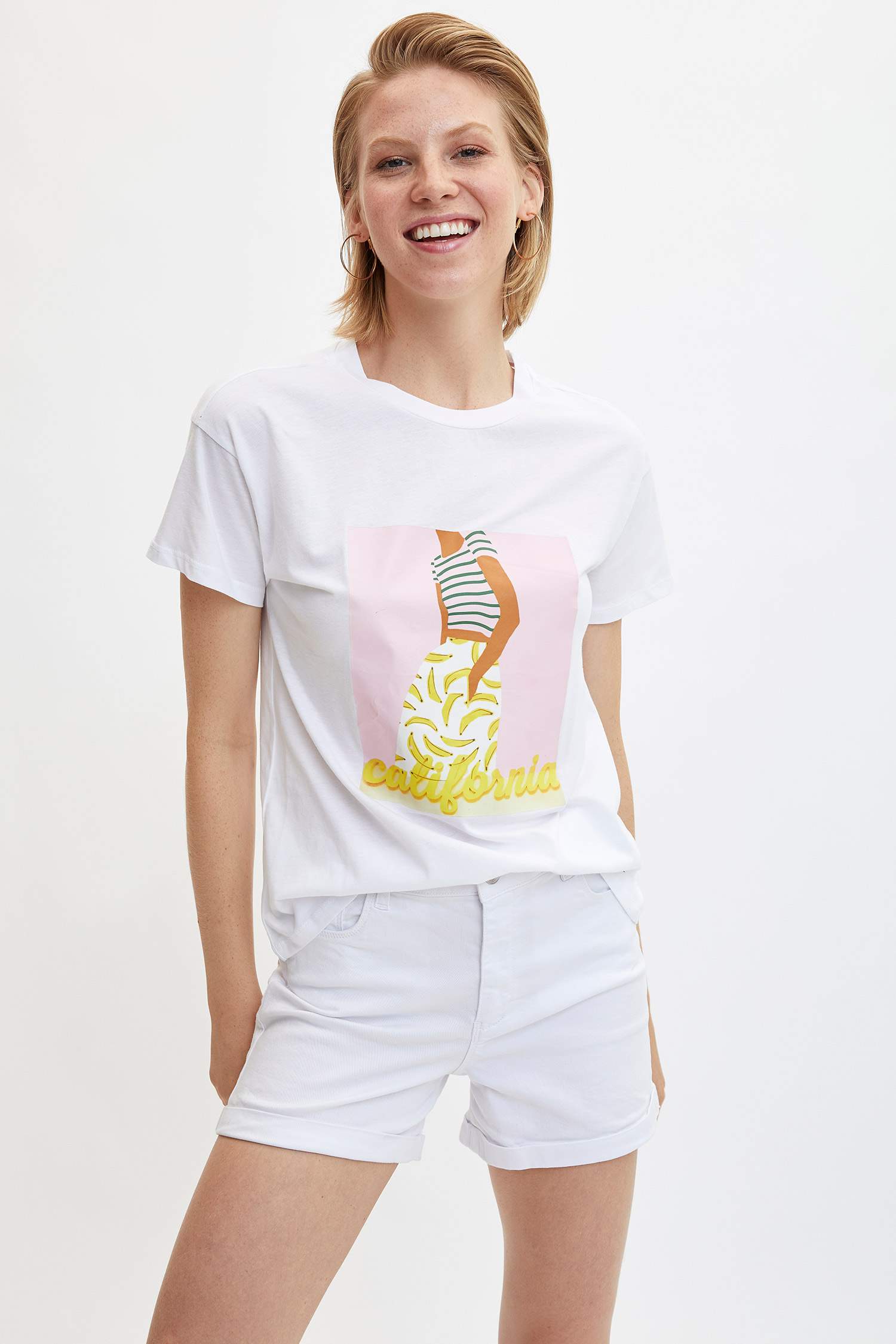 Defacto Baskılı Kısa Kollu T-shirt. 1