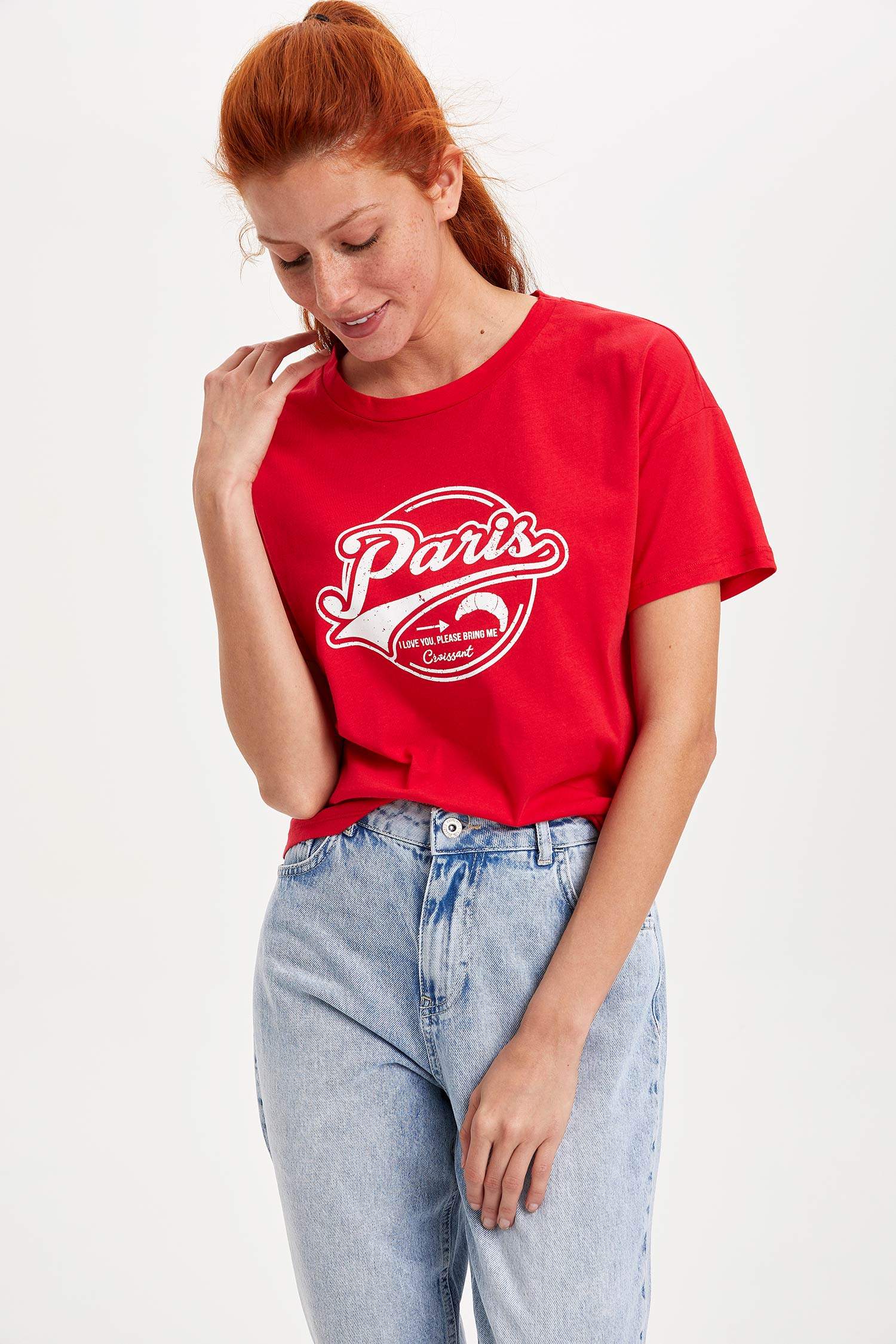 Defacto Baskılı Kısa Kollu T-shirt. 1