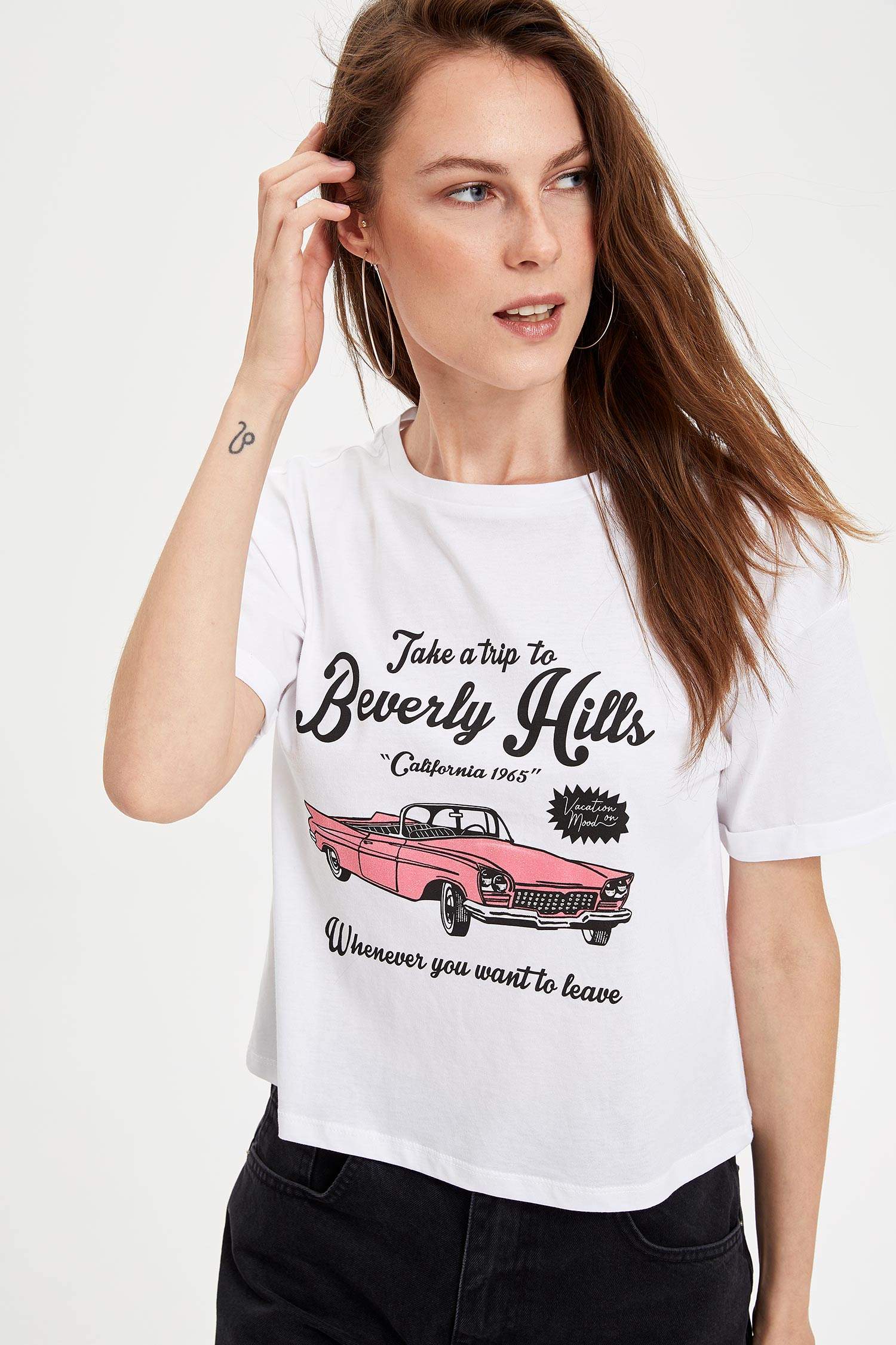 Defacto Baskılı Kısa Kollu T-shirt. 1