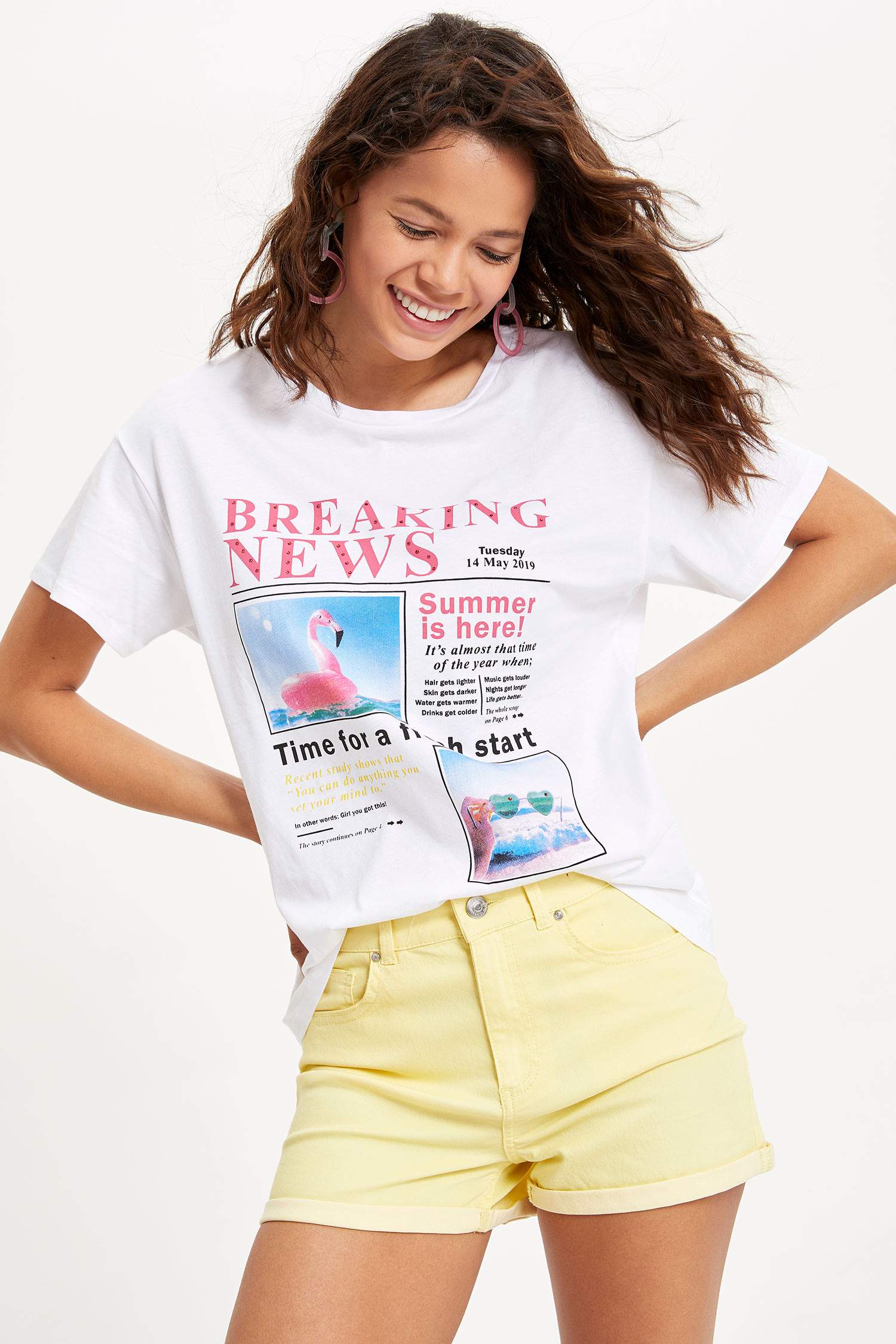 Defacto Baskılı T-shirt. 1