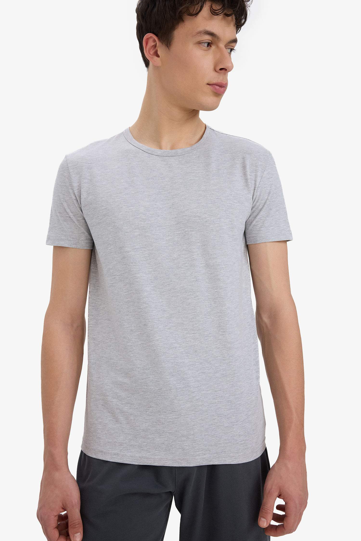 Slim Fit Dar Kesim Bisiklet Yaka Üst