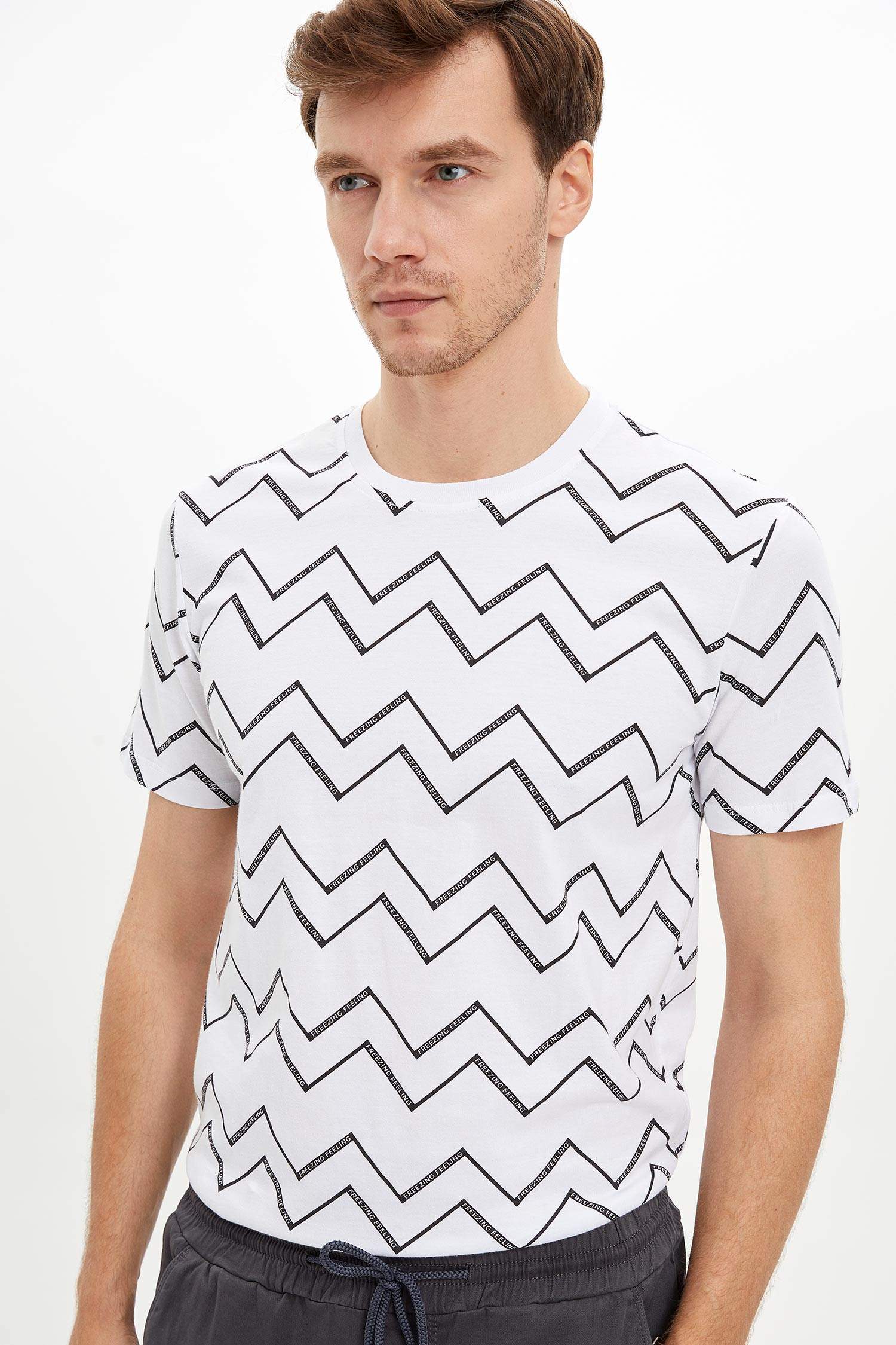 Defacto Desenli Kısa Kollu T-shirt. 3