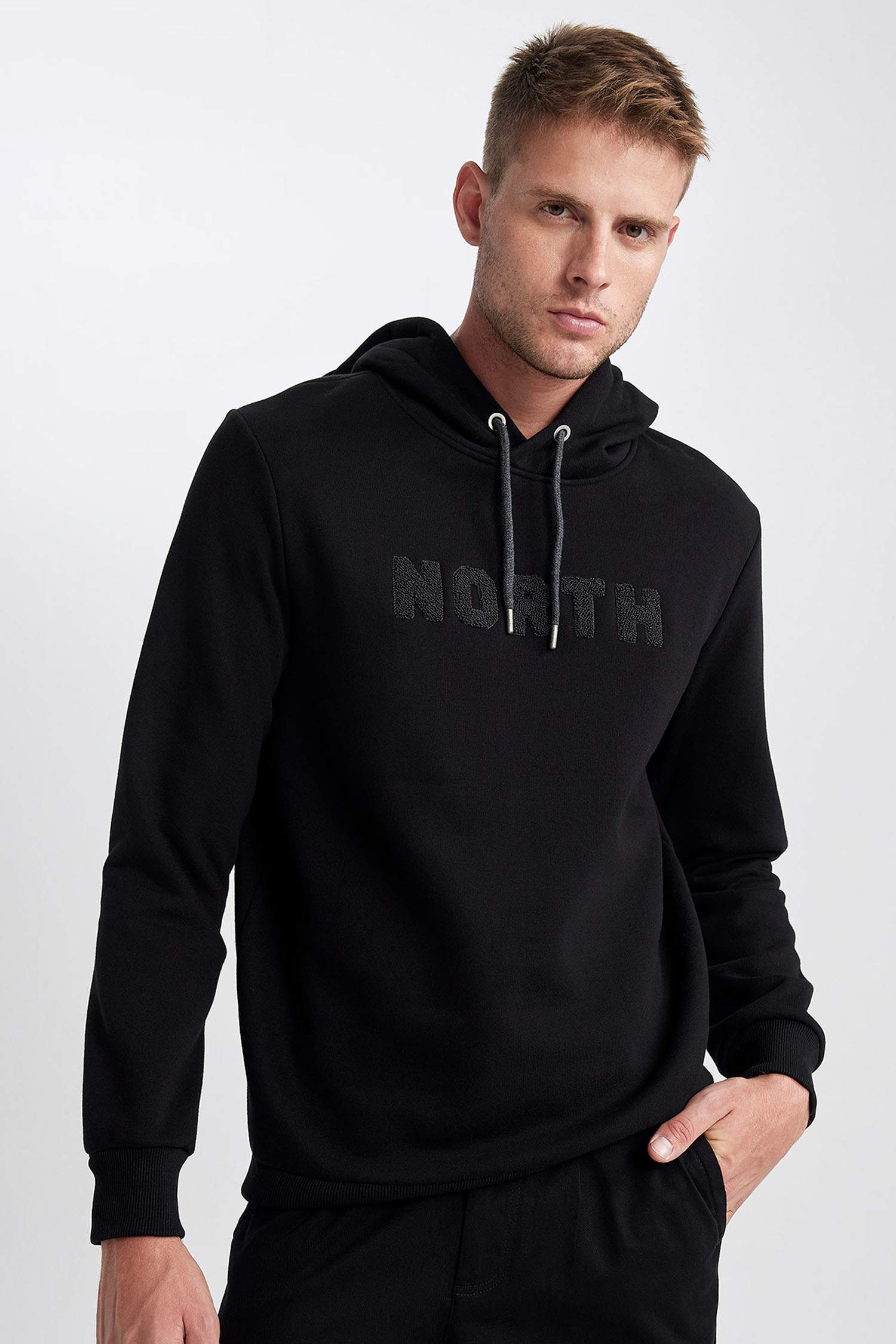 Regular Fit Kapüşonlu Baskılı Kalın Sweatshirt