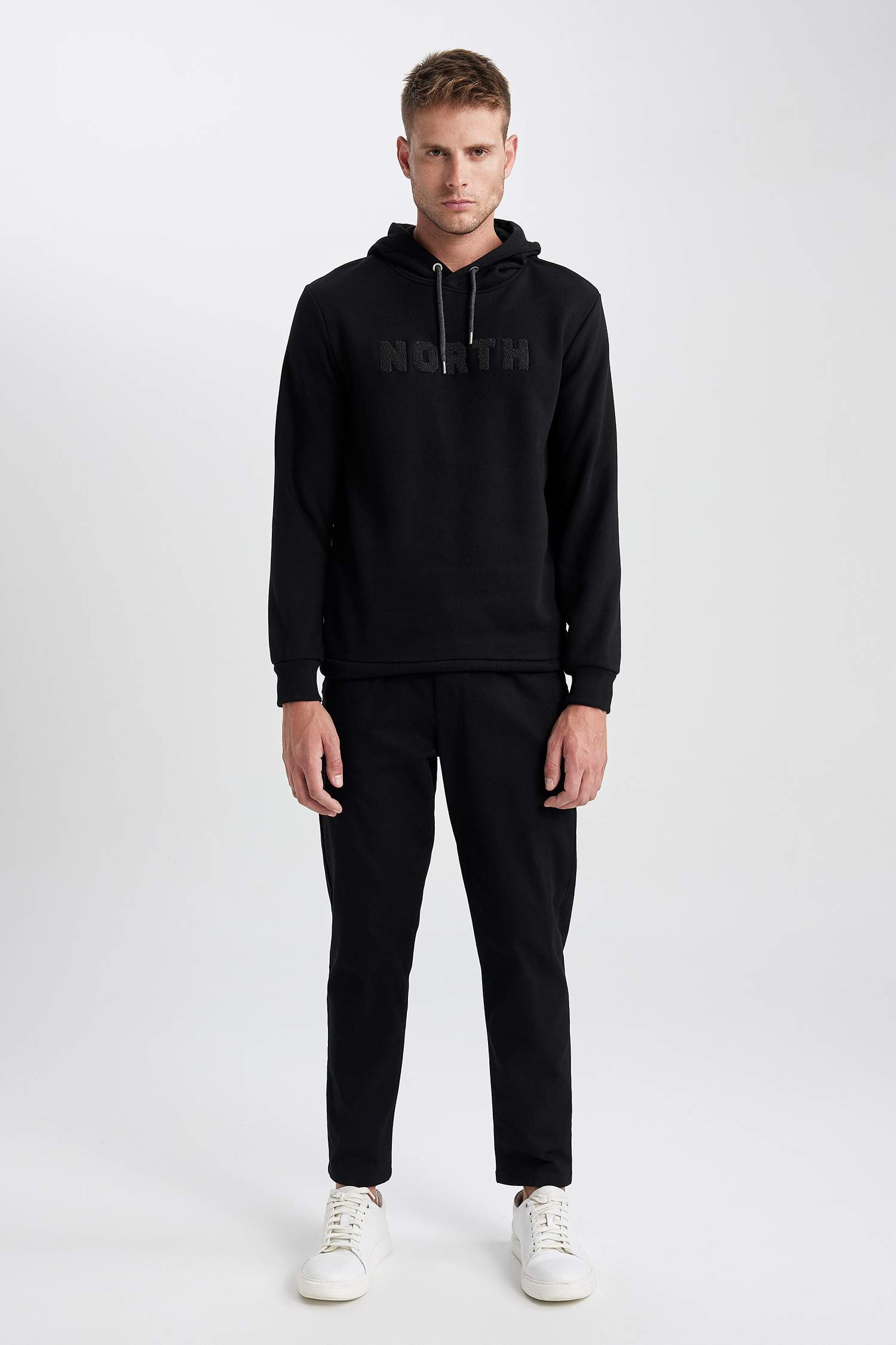 Regular Fit Kapüşonlu Baskılı Kalın Sweatshirt