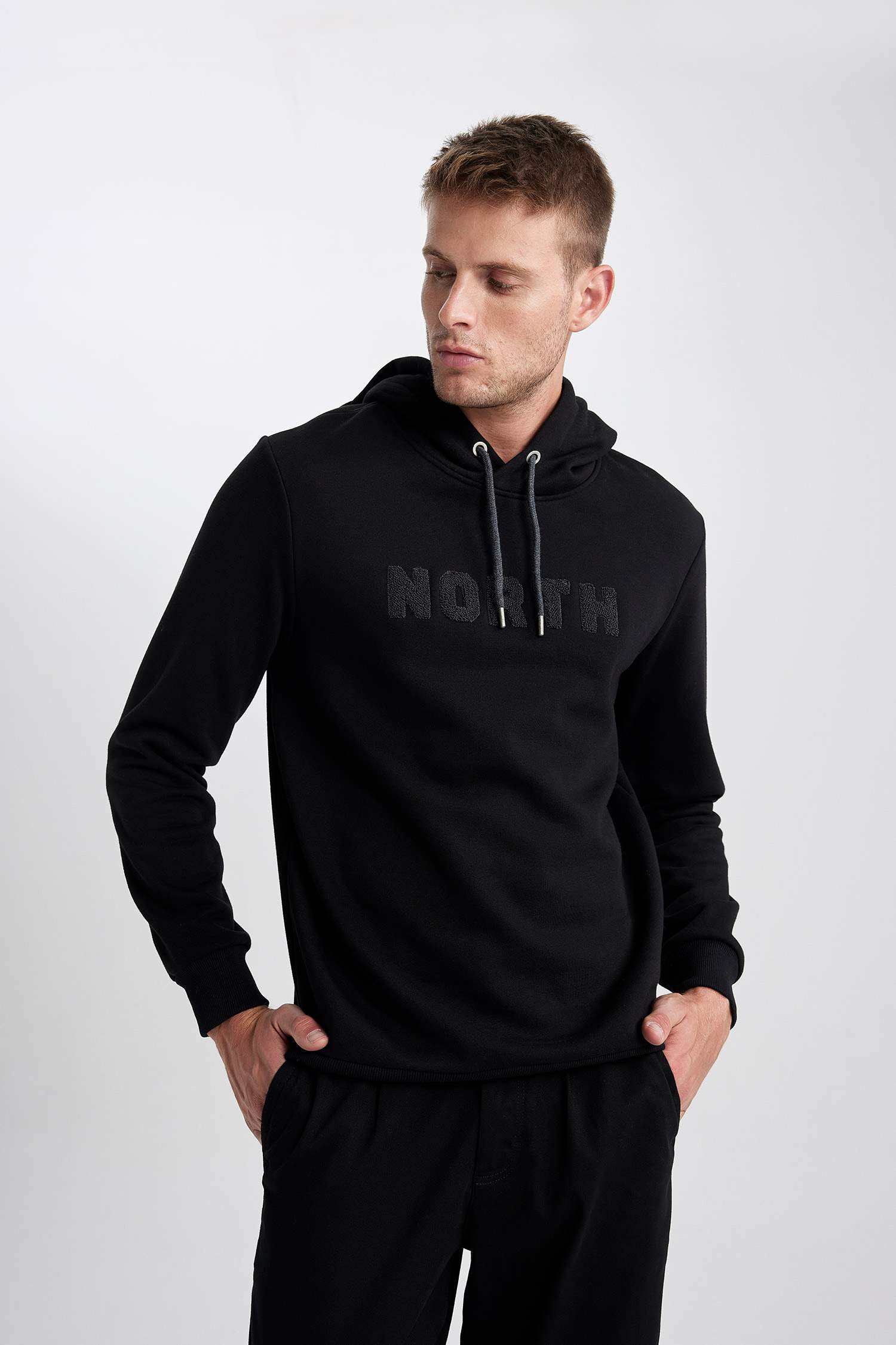 Regular Fit Kapüşonlu Baskılı Kalın Sweatshirt