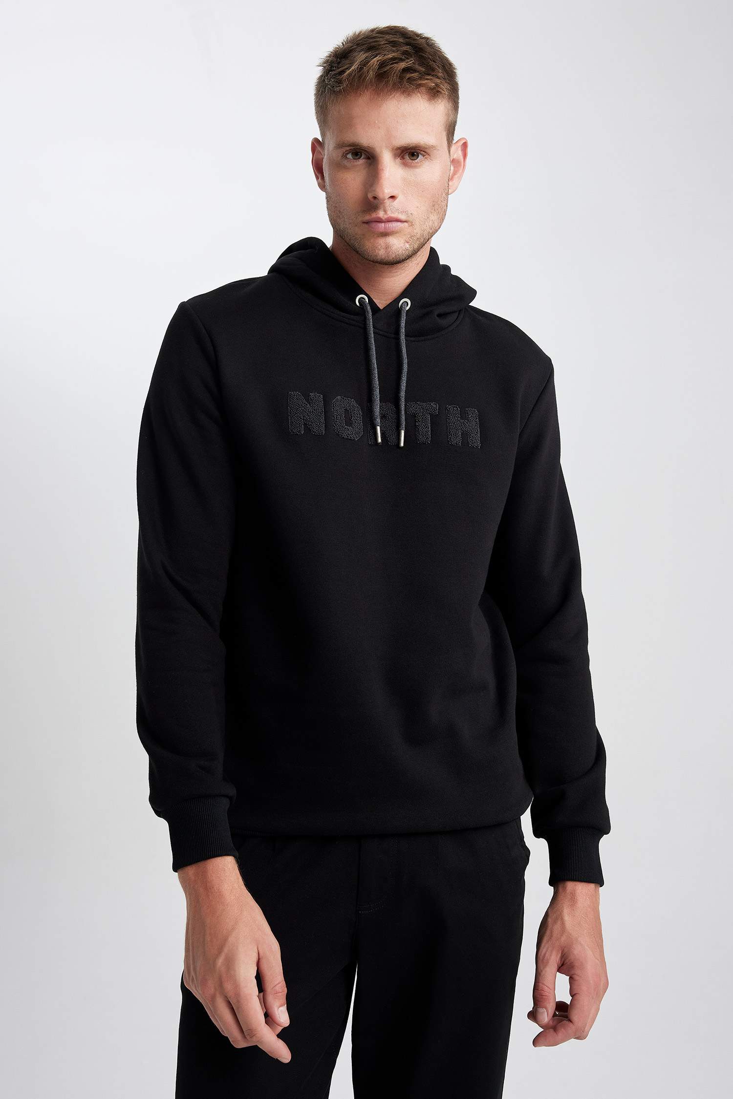 Regular Fit Kapüşonlu Baskılı Kalın Sweatshirt