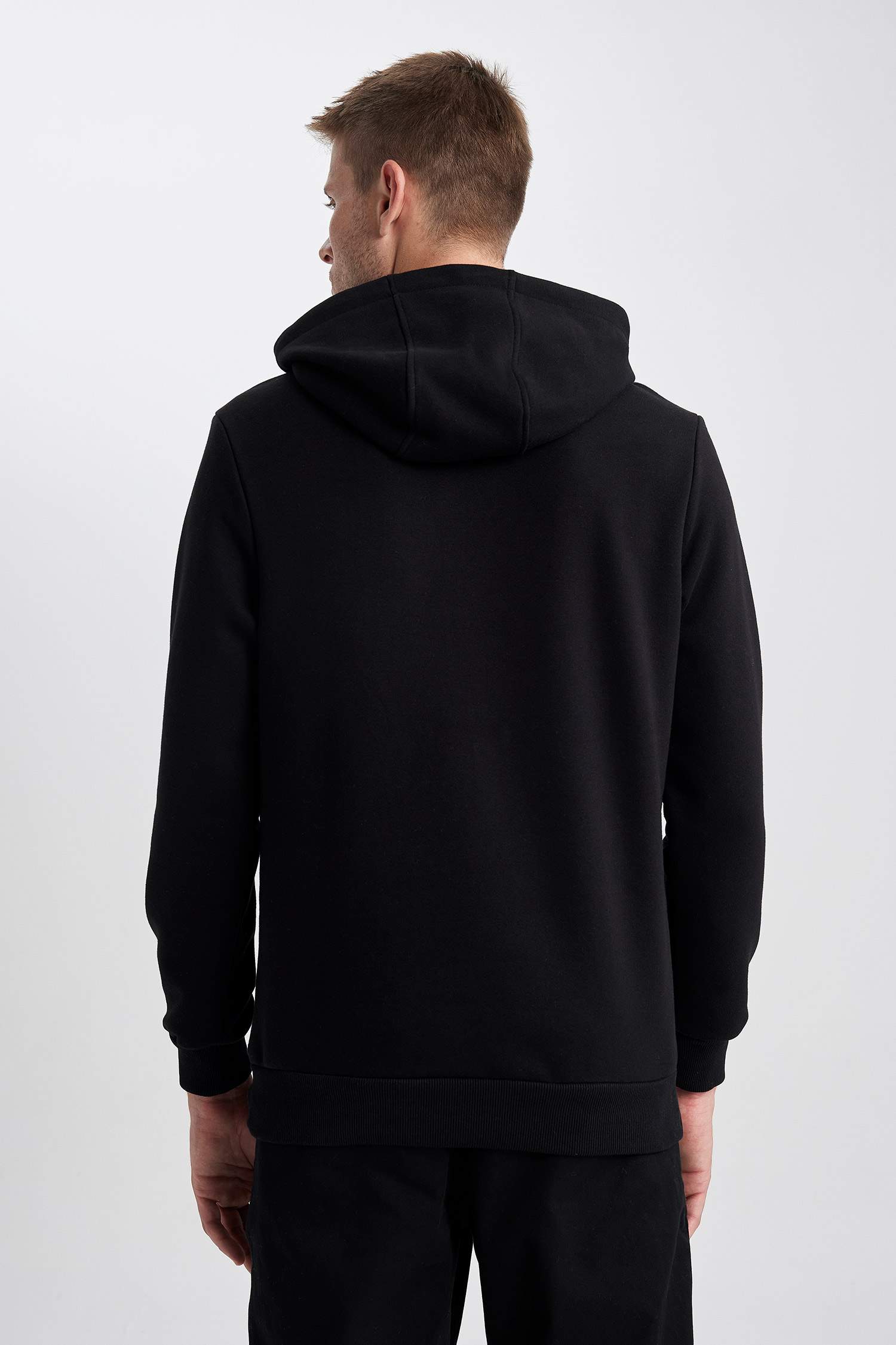 Regular Fit Kapüşonlu Baskılı Kalın Sweatshirt