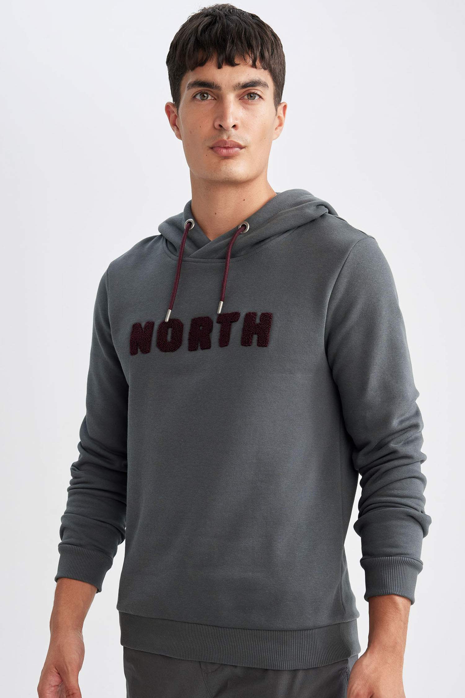 Regular Fit Kapüşonlu Baskılı Kalın Sweatshirt