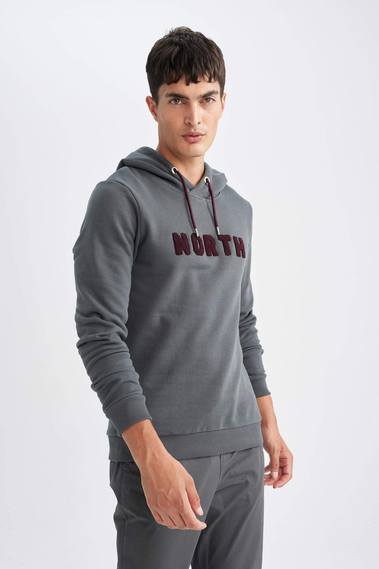Regular Fit Kapüşonlu Baskılı Kalın Sweatshirt