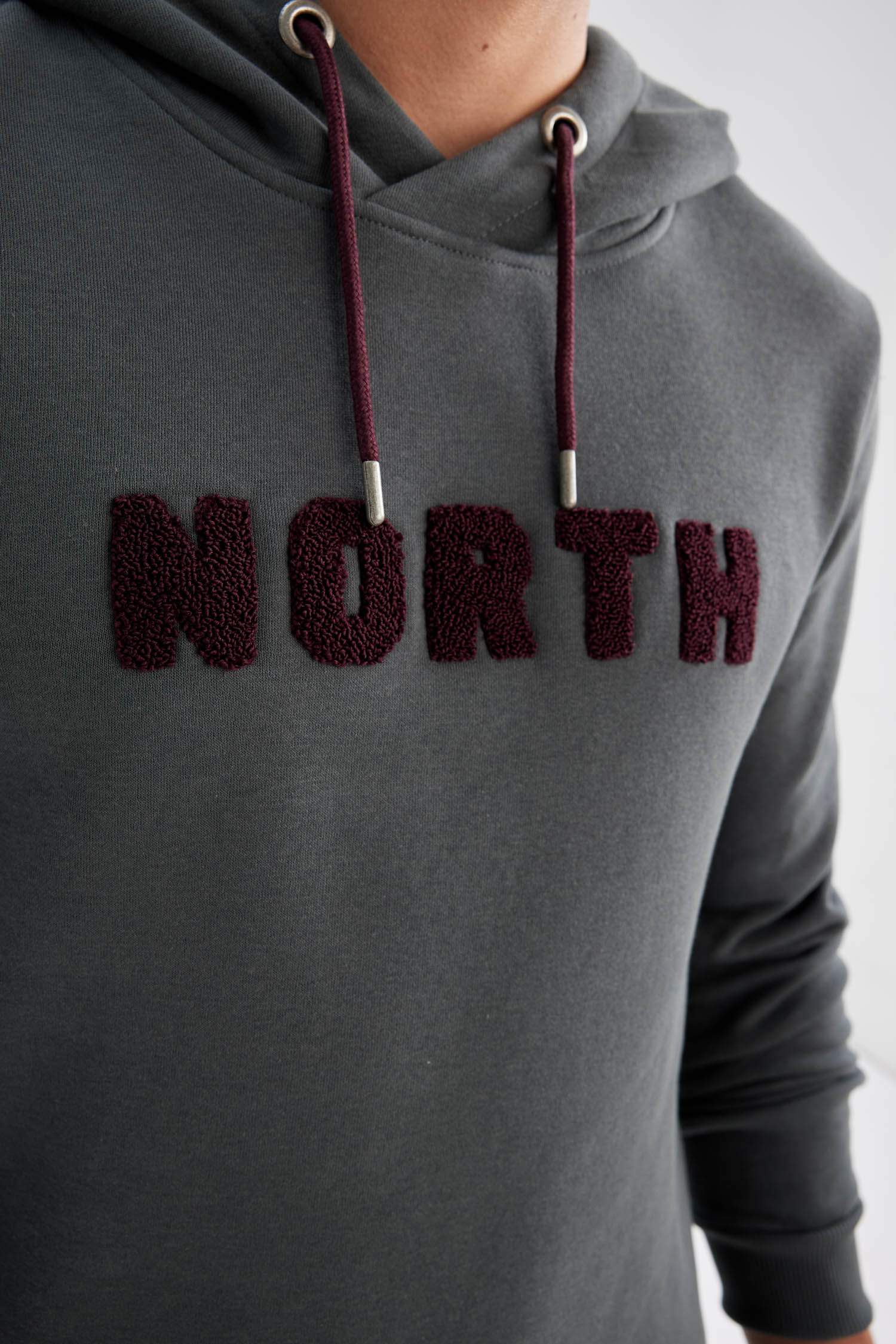 Regular Fit Kapüşonlu Baskılı Kalın Sweatshirt