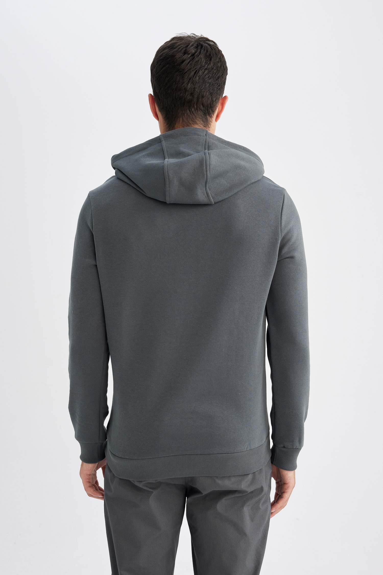 Regular Fit Kapüşonlu Baskılı Kalın Sweatshirt