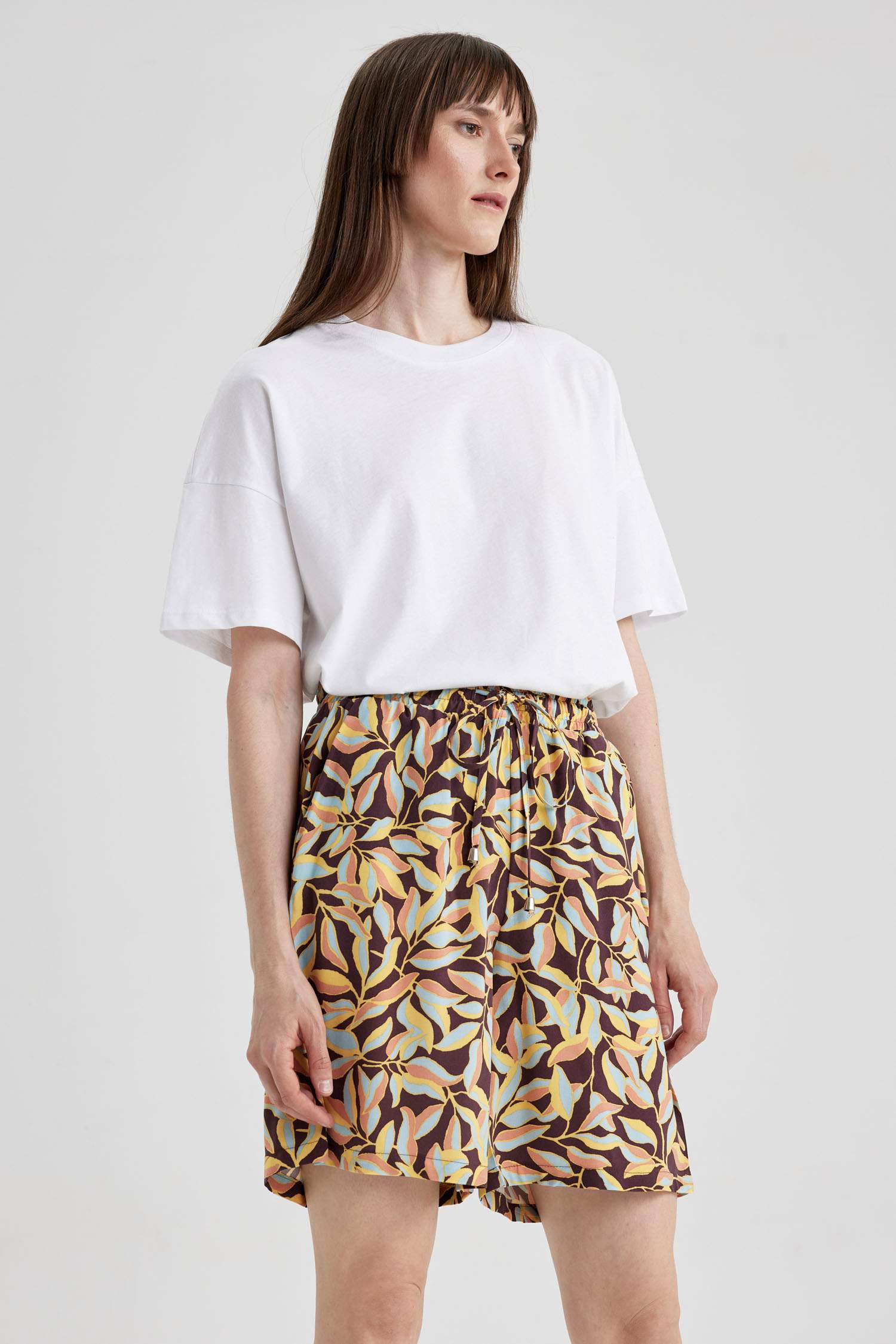 Viscose High Waist Wide Leg Shorts