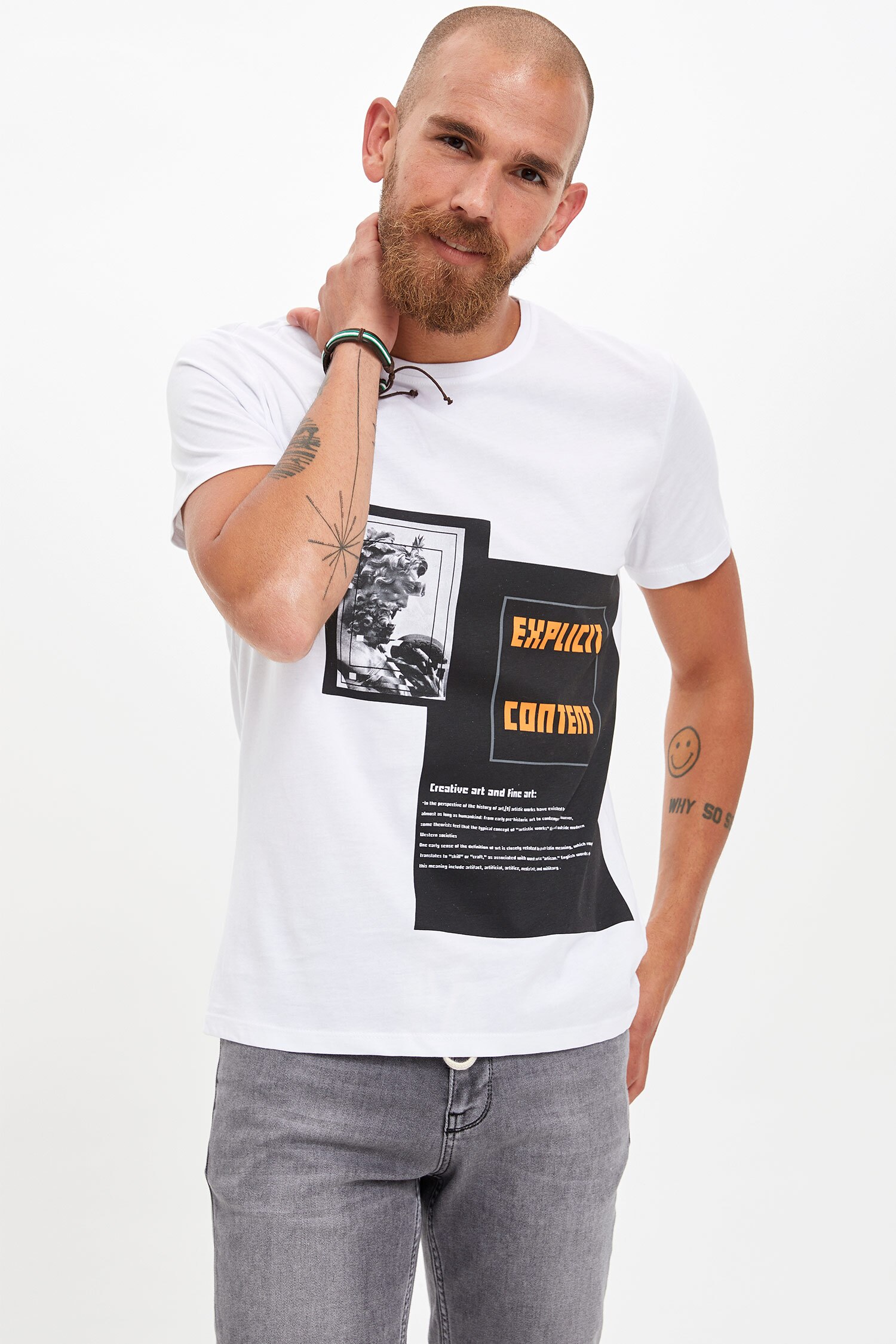 Defacto Baskılı Slim Fit T-shirt. 1