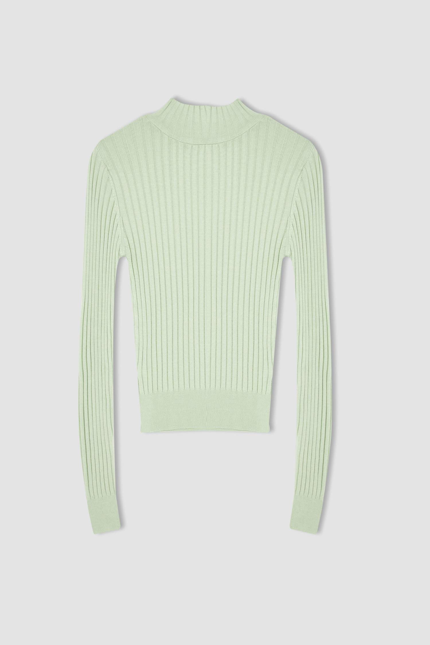 Slim Fit Yarım Balıkçı Yaka Basic Fitilli Kazak