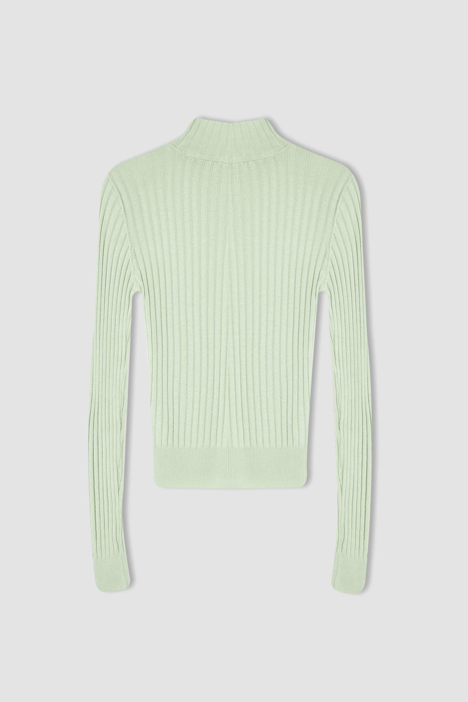 Slim Fit Yarım Balıkçı Yaka Basic Fitilli Kazak