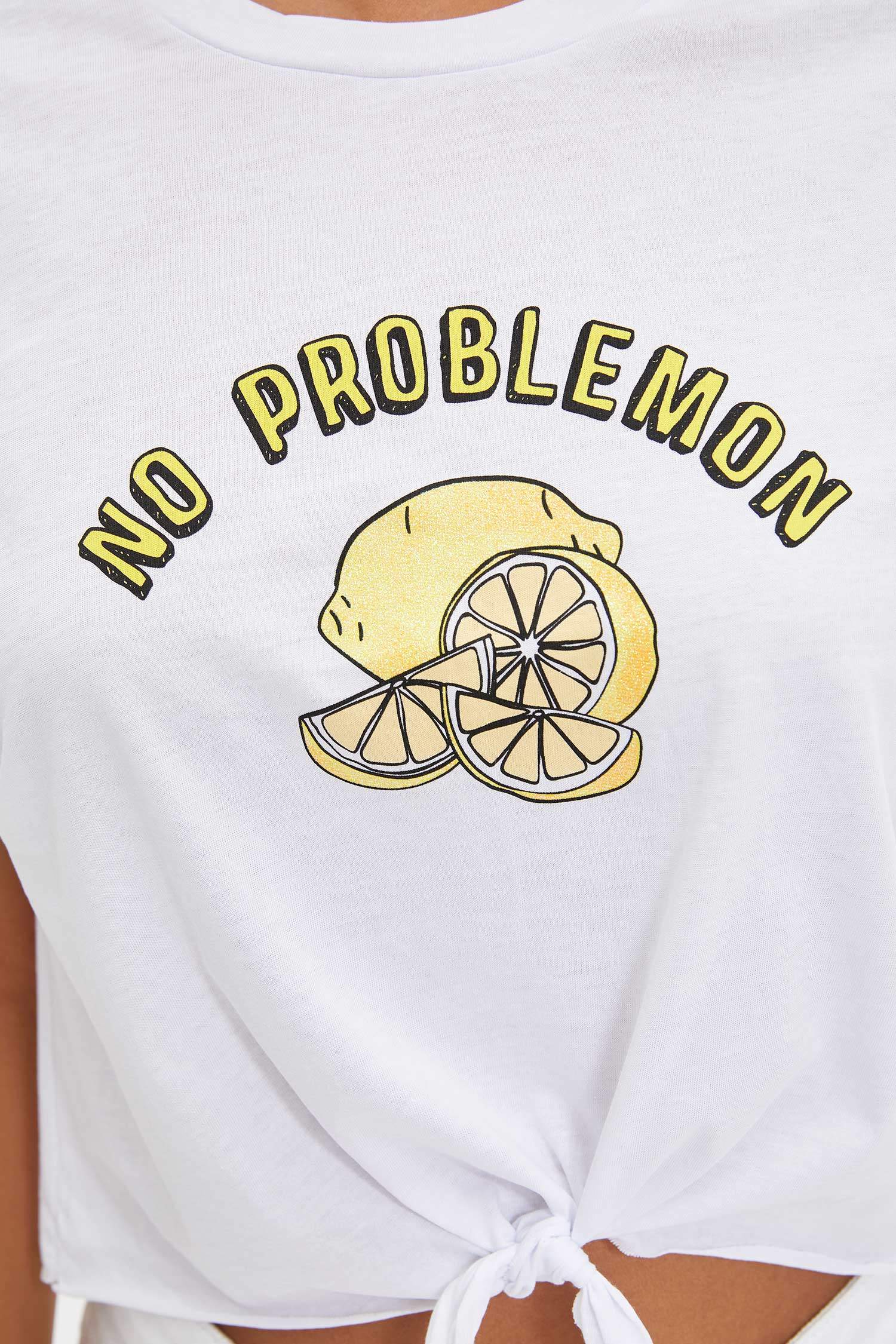 Defacto Bağlamalı Baskılı T-shirt. 3