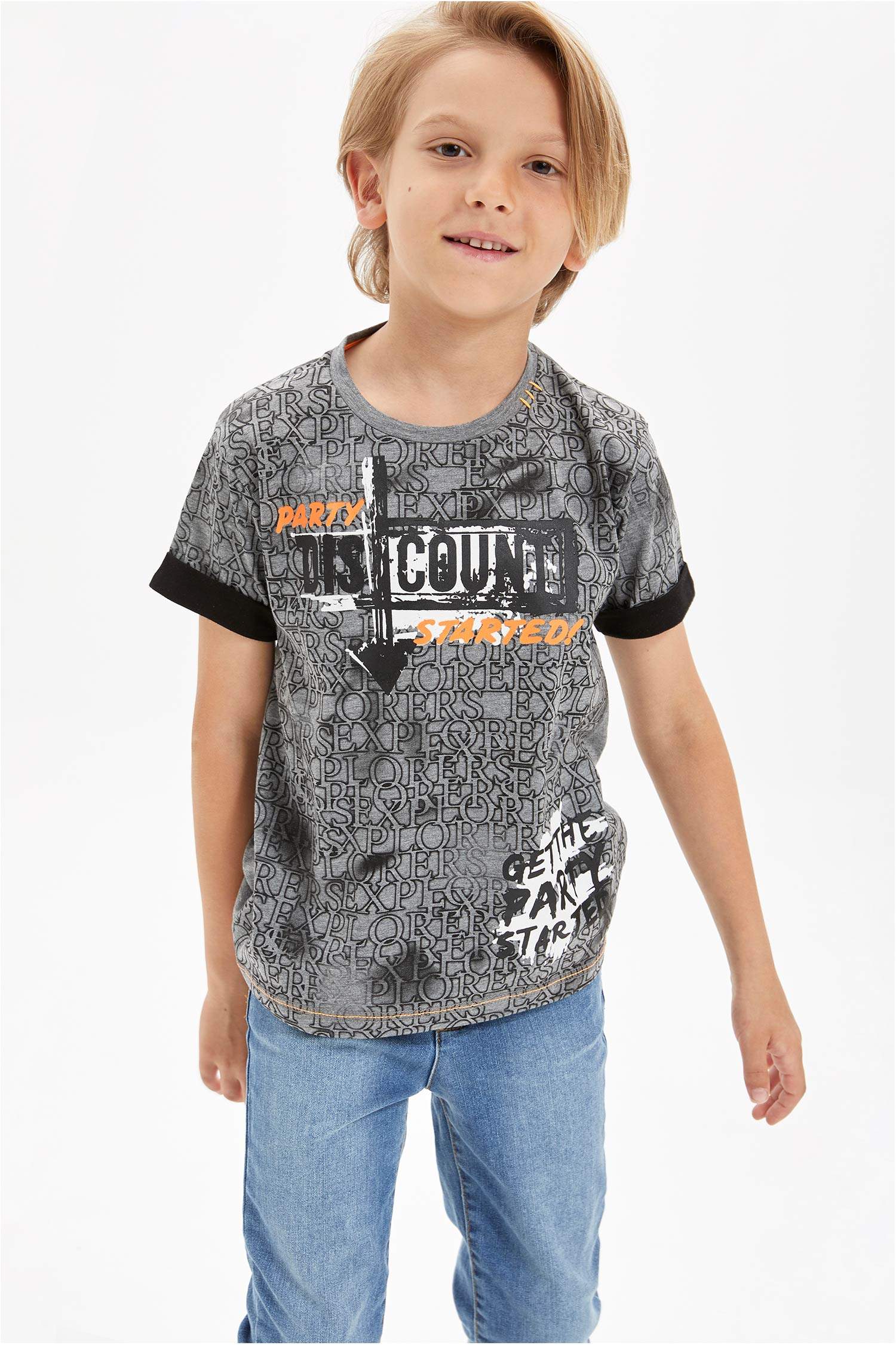 Defacto Baskılı Kısa Kollu T-shirt. 1