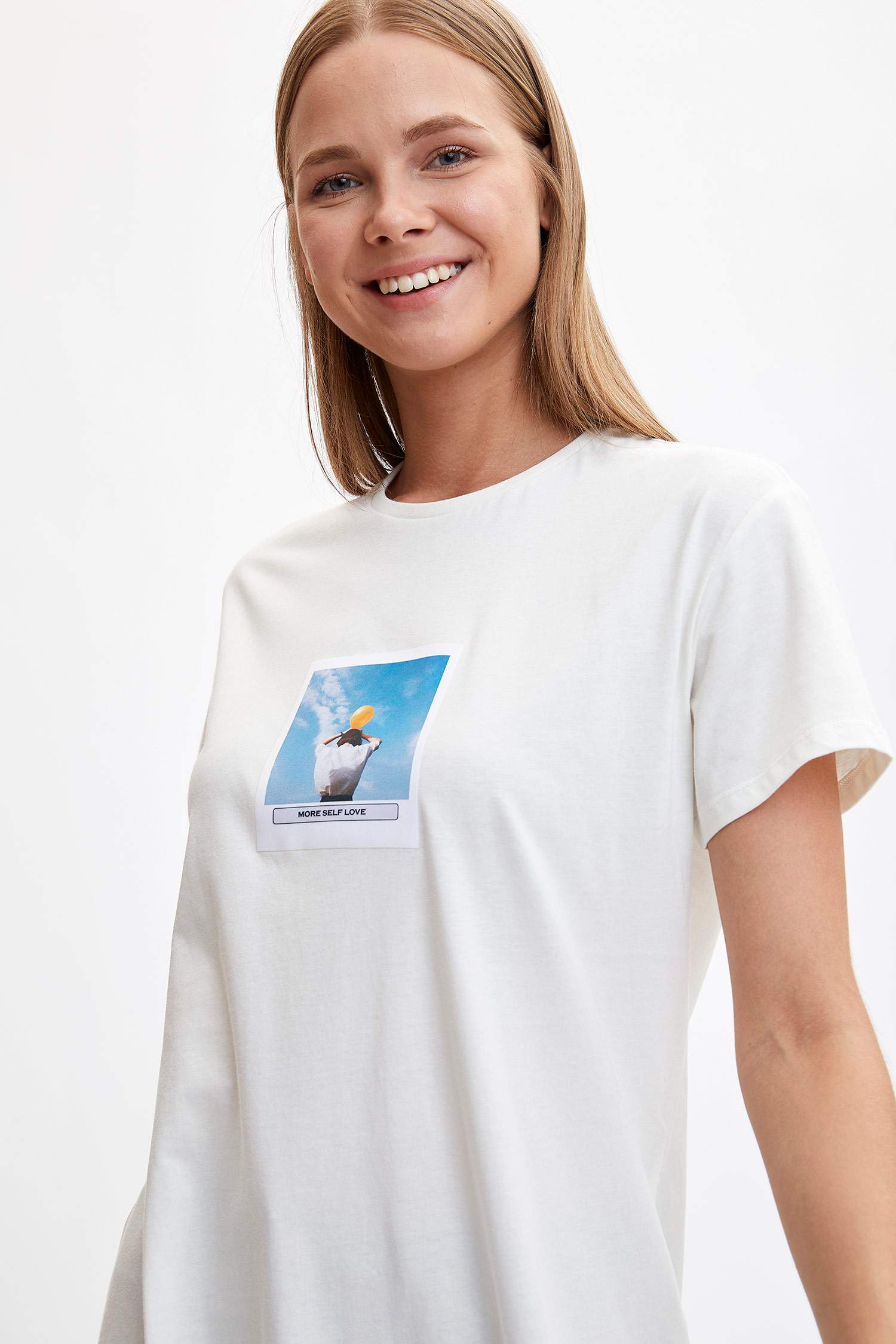 Defacto Baskılı Uzun T-shirt. 3