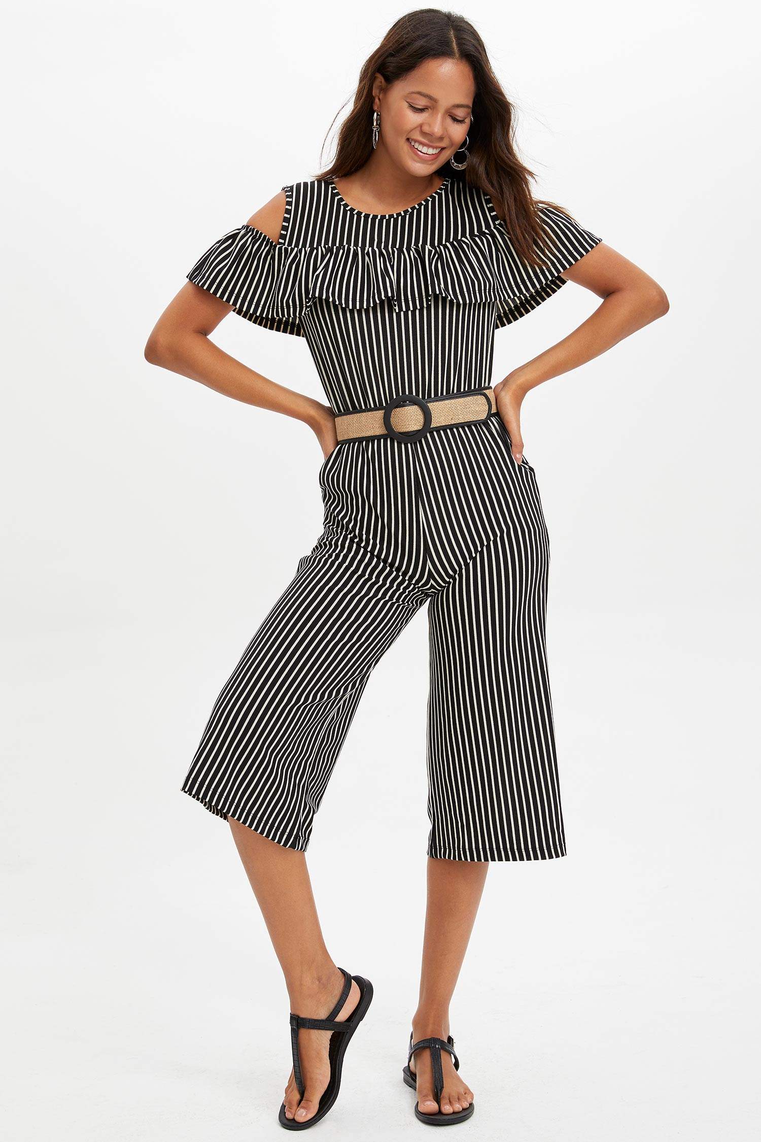 Defacto Çizgili Tulum. 1