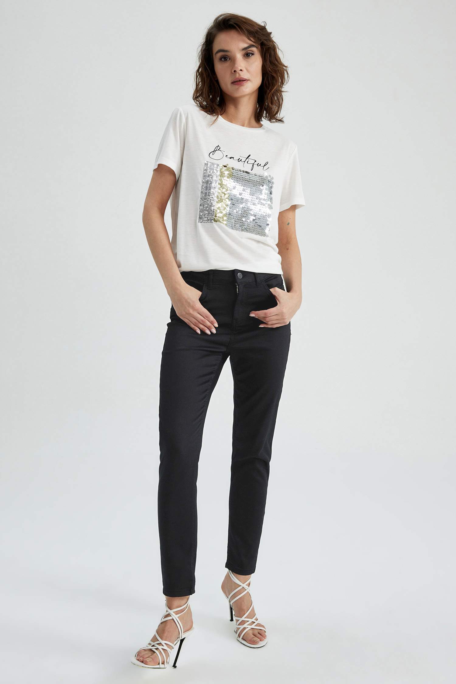 Slim Fit High Waist Gabardine Trousers