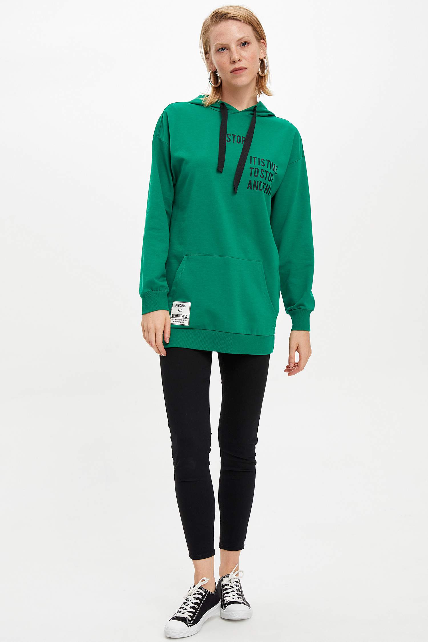 Defacto Kapüşonlu Yazı Baskılı Sweatshirt. 2