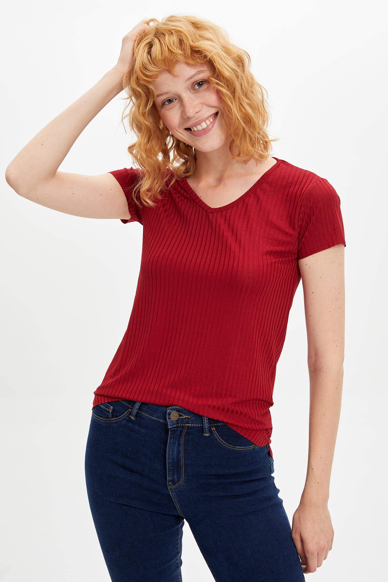 Defacto Basic Kısa Kollu T-shirt. 1