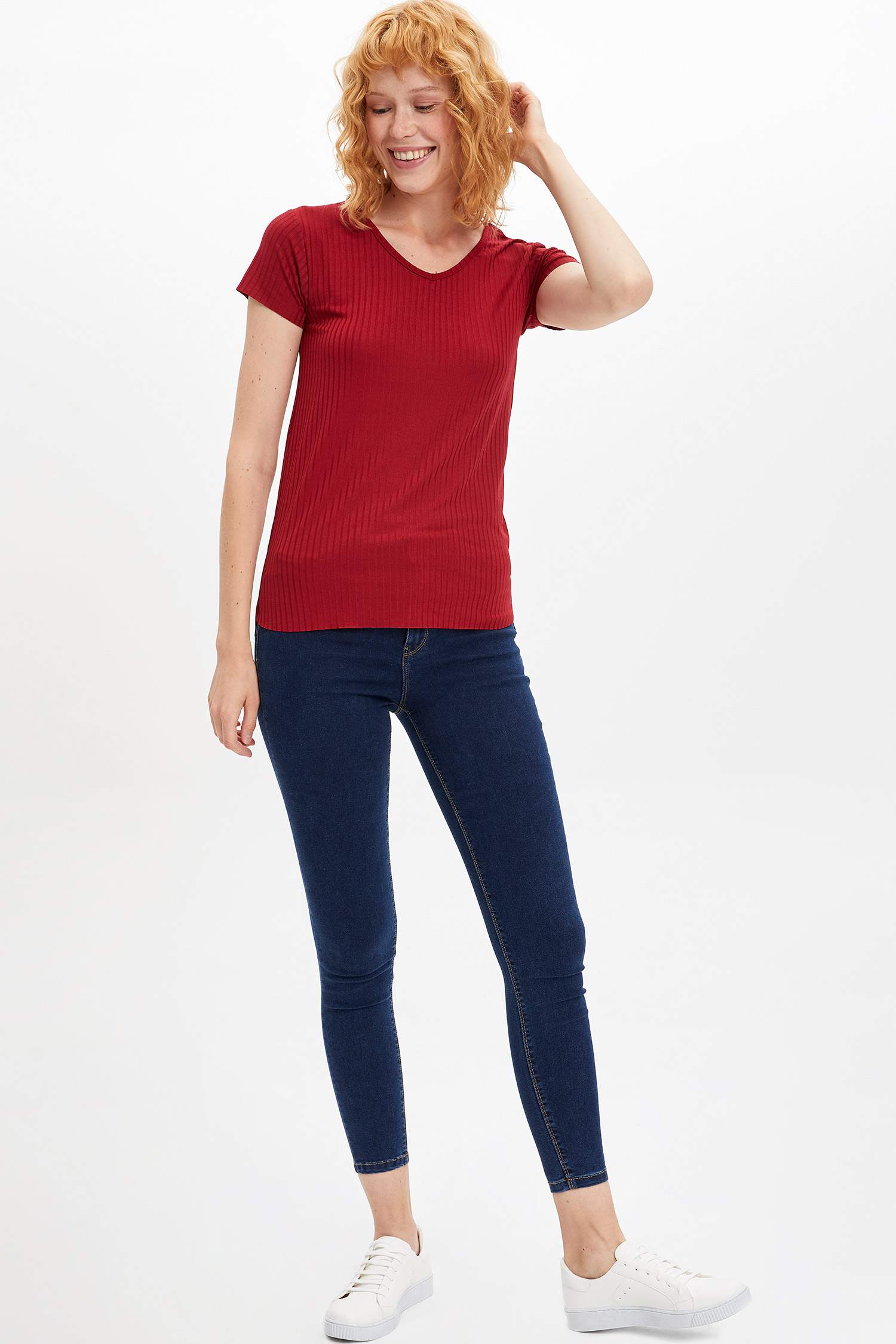 Defacto Basic Kısa Kollu T-shirt. 2