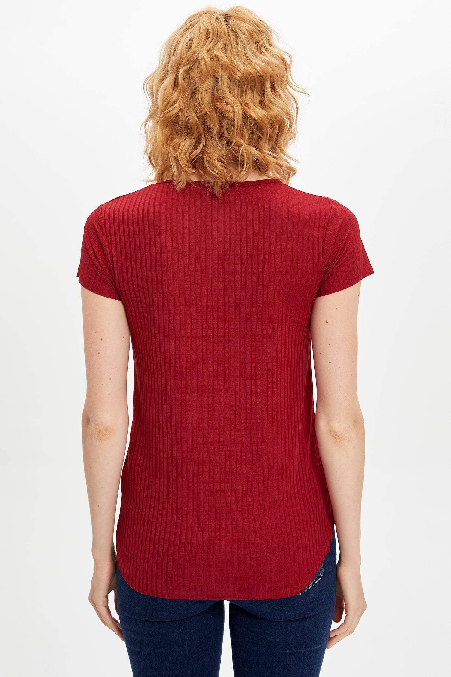 Defacto Basic Kısa Kollu T-shirt. 4