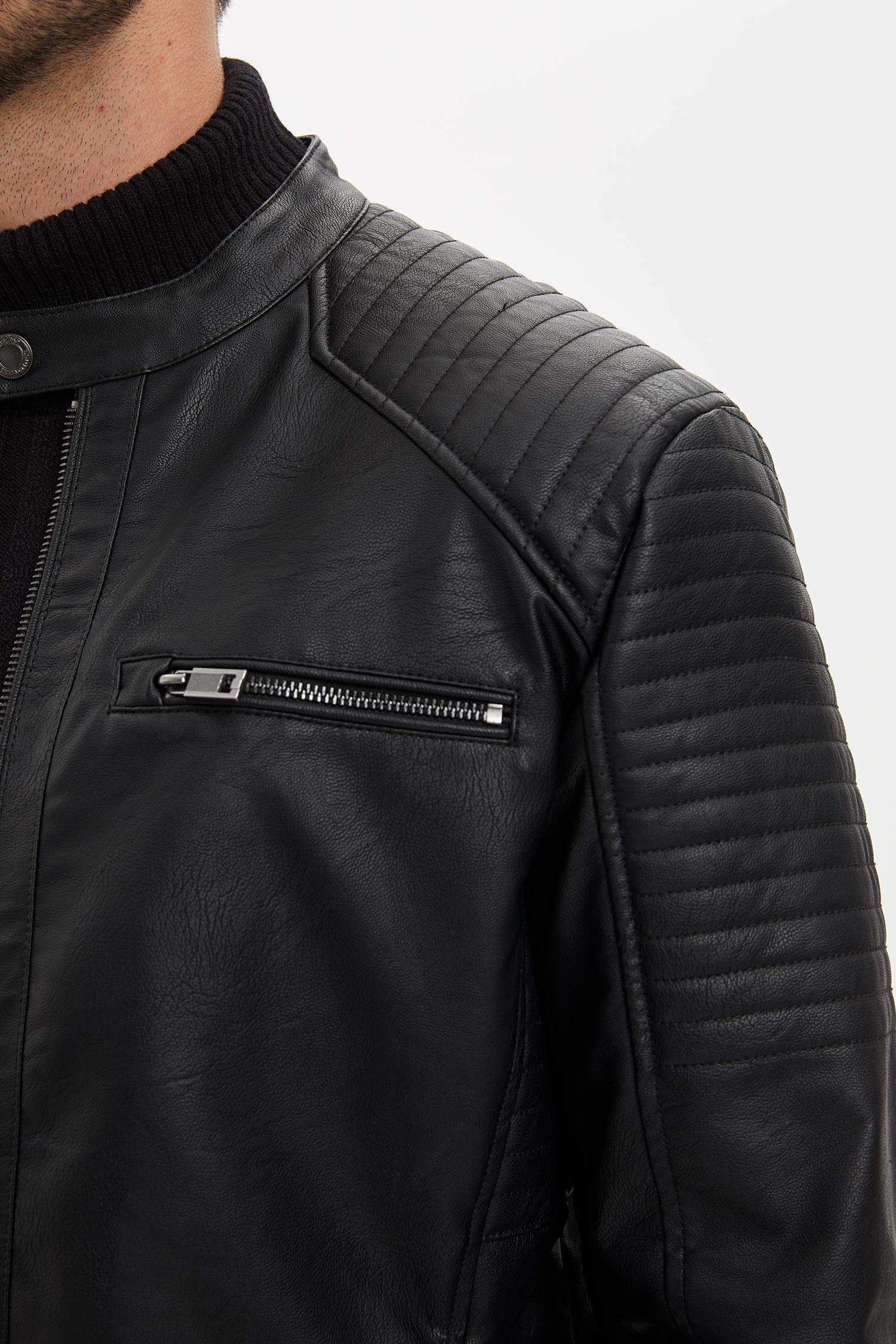 Santigrat derece Likör İnsanlar söz konusu olduğunda  Black Man Faux Leather Jacket 1165197 | DeFacto