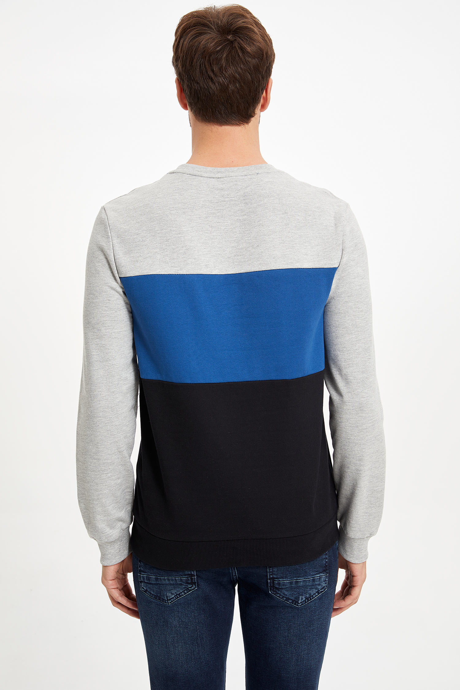 Defacto Renk Bloklu Slim Fit Sweatshirt. 5