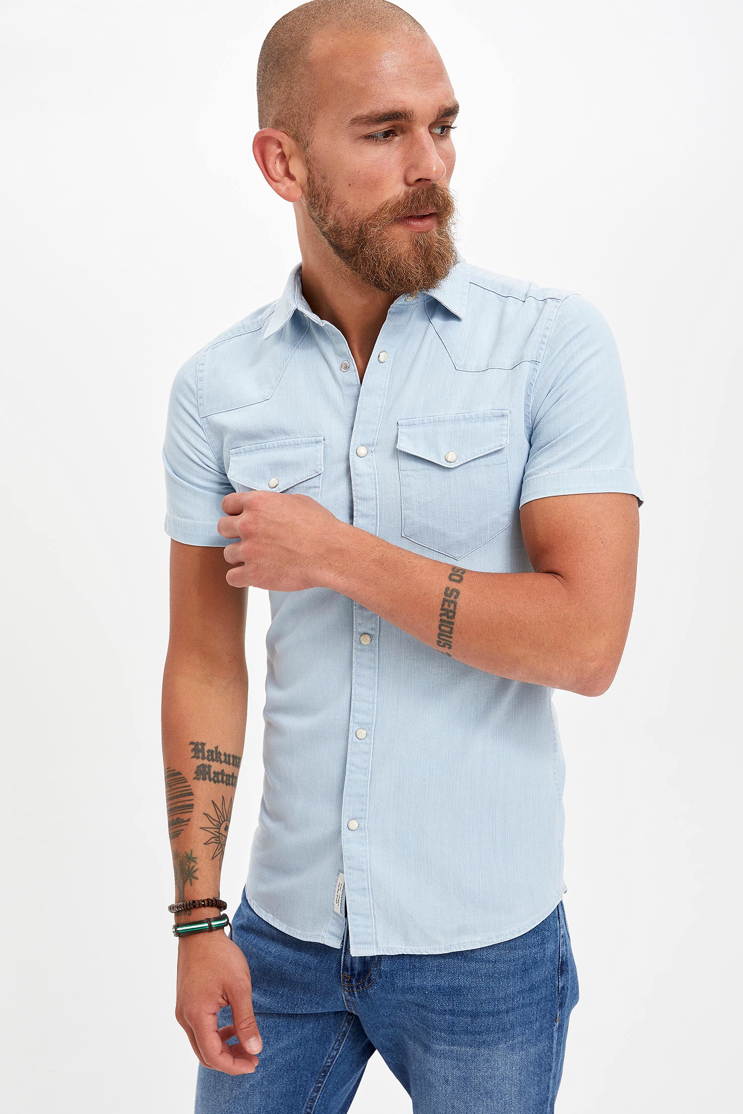 Defacto Slim Fit Jean Gömlek. 1