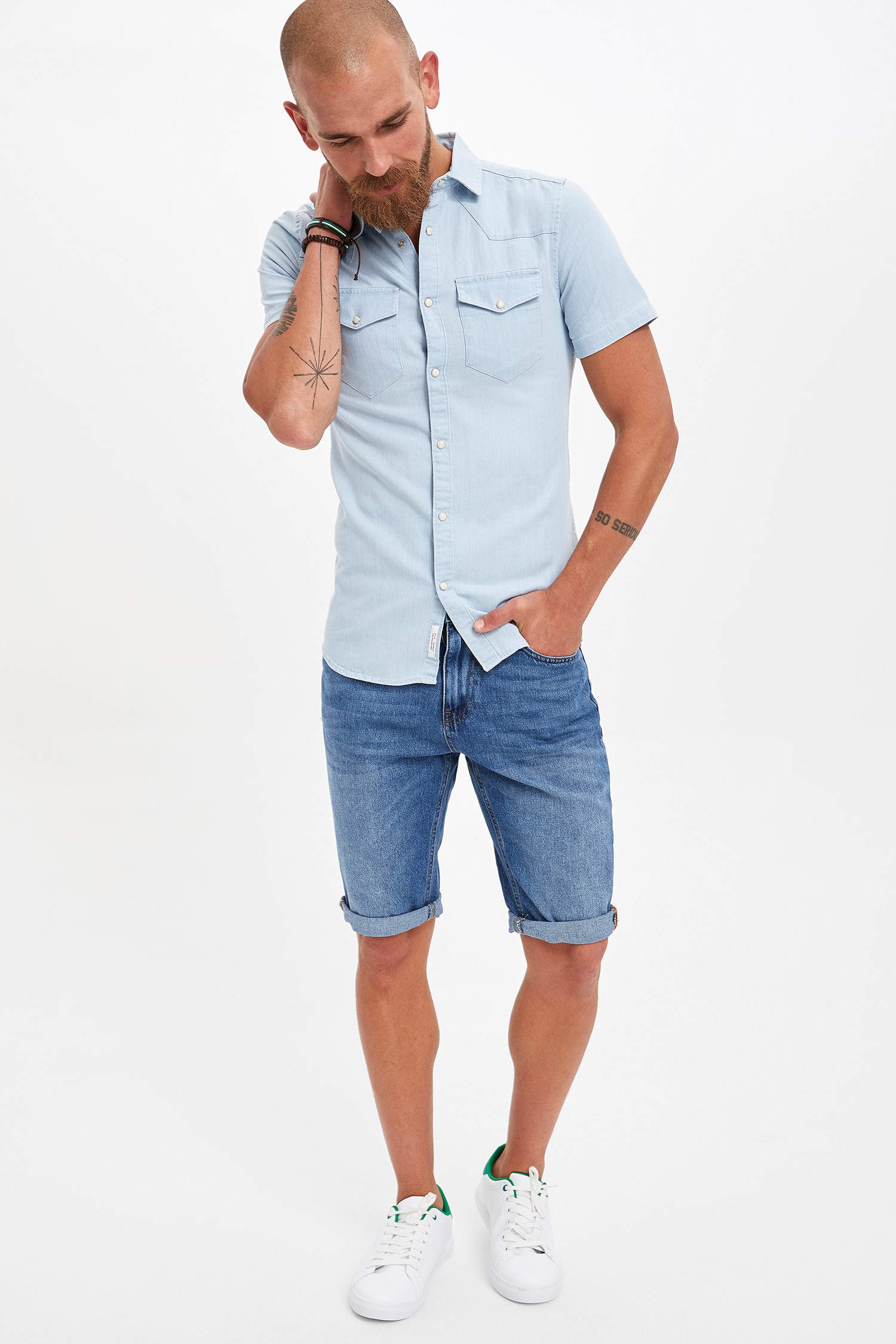 Defacto Slim Fit Jean Gömlek. 2