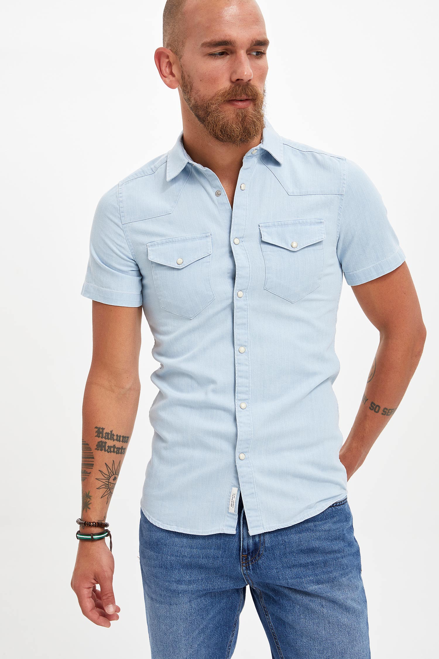 Defacto Slim Fit Jean Gömlek. 4