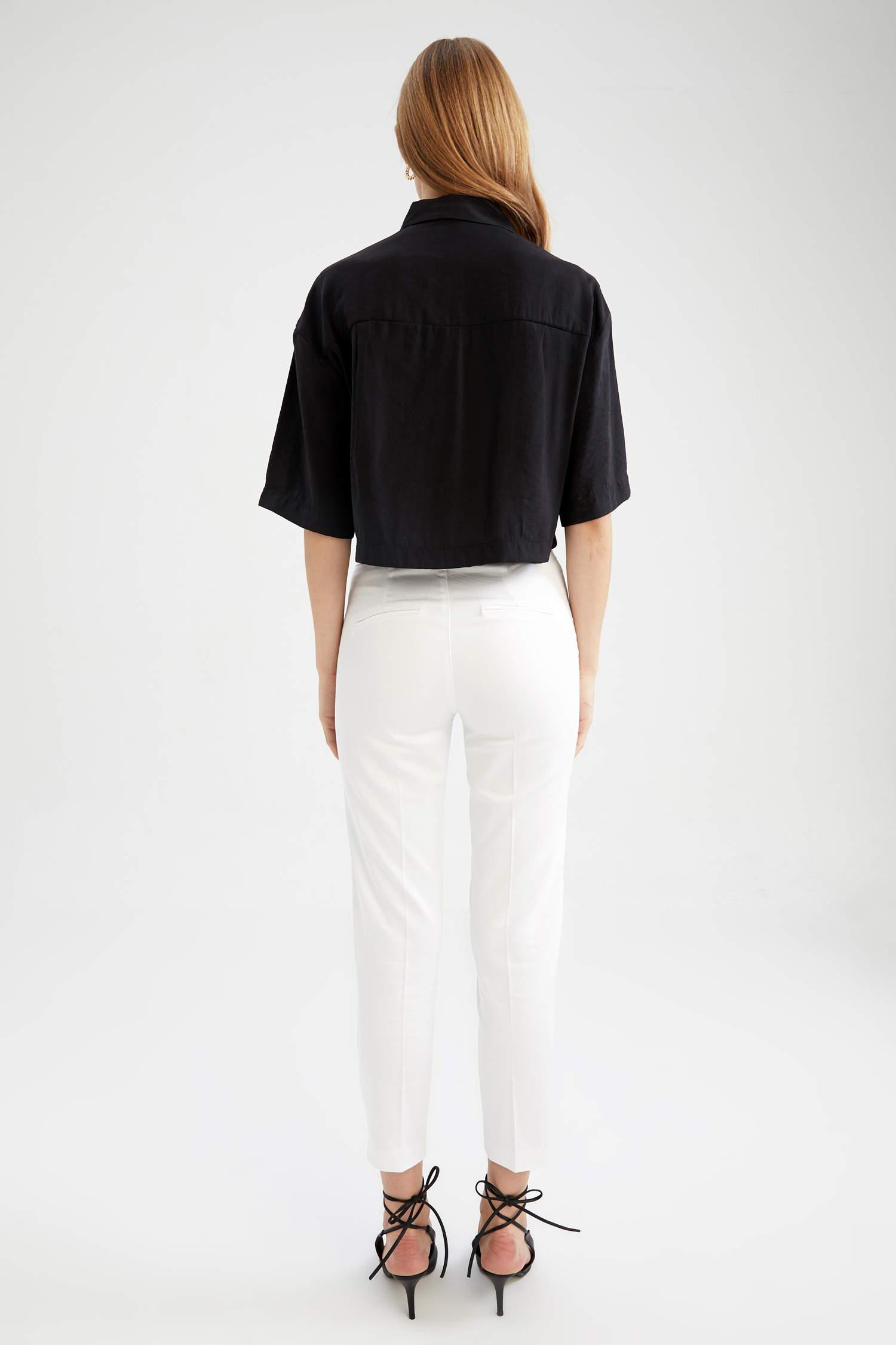 Valentina Sigaret Stretchy Waisted Narrow Leg Satin Trousers