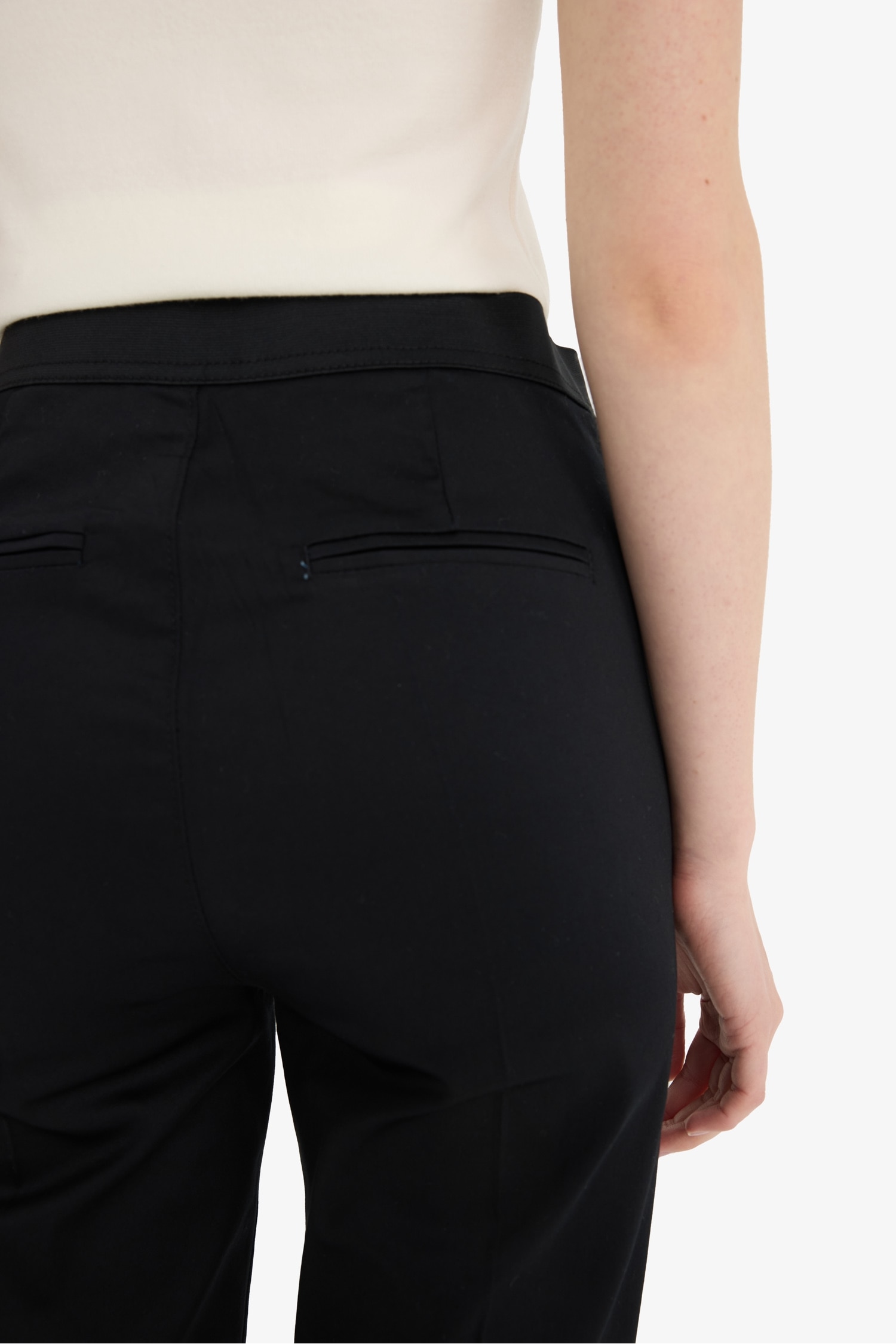 Cigarette Fit Super Skinny Hem Satin Trousers