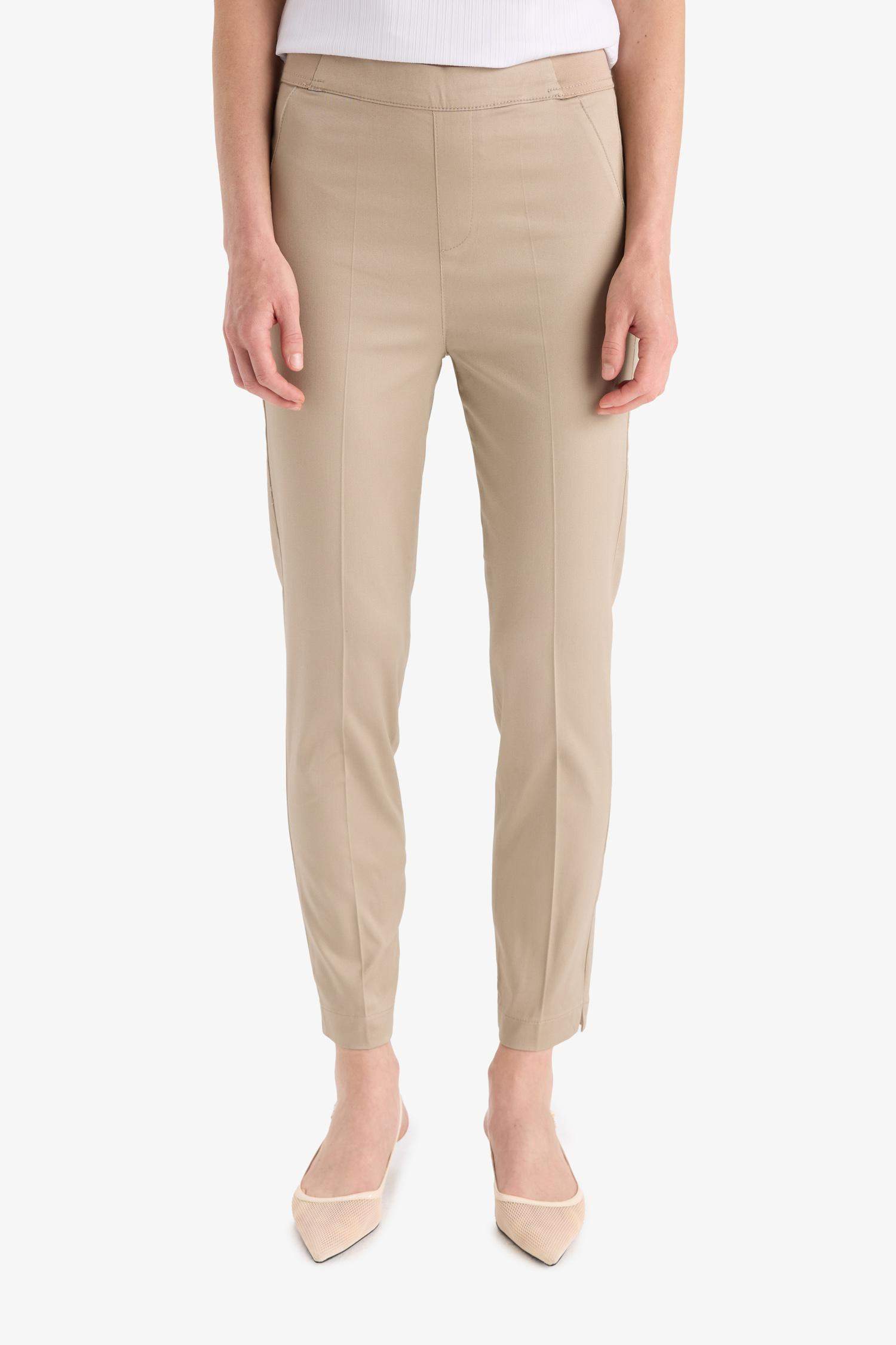 بنطلون ستان سيجاريت برجل ضيقة وخصر مطاطي