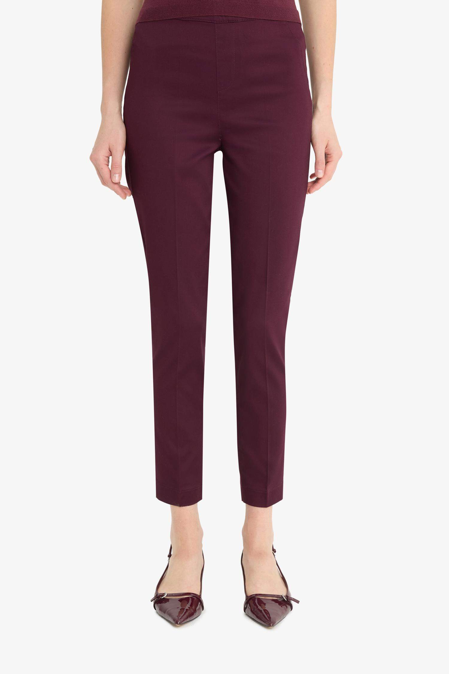 بنطلون ستان سيجاريت برجل ضيقة وخصر مطاطي