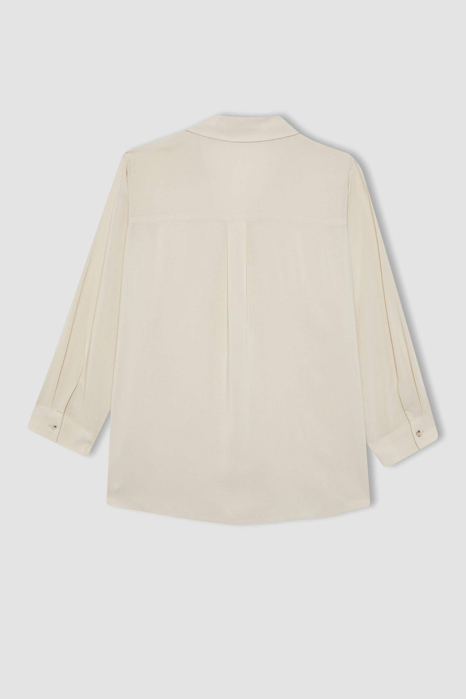 Chemise Coupe Régulière à Col Boutonné Et Texture Manches Longues