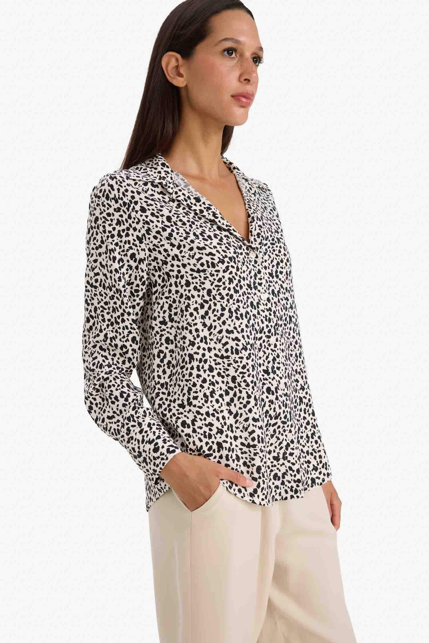 Regular Fit Shirt Collar Printed Long Sleeve Shirt