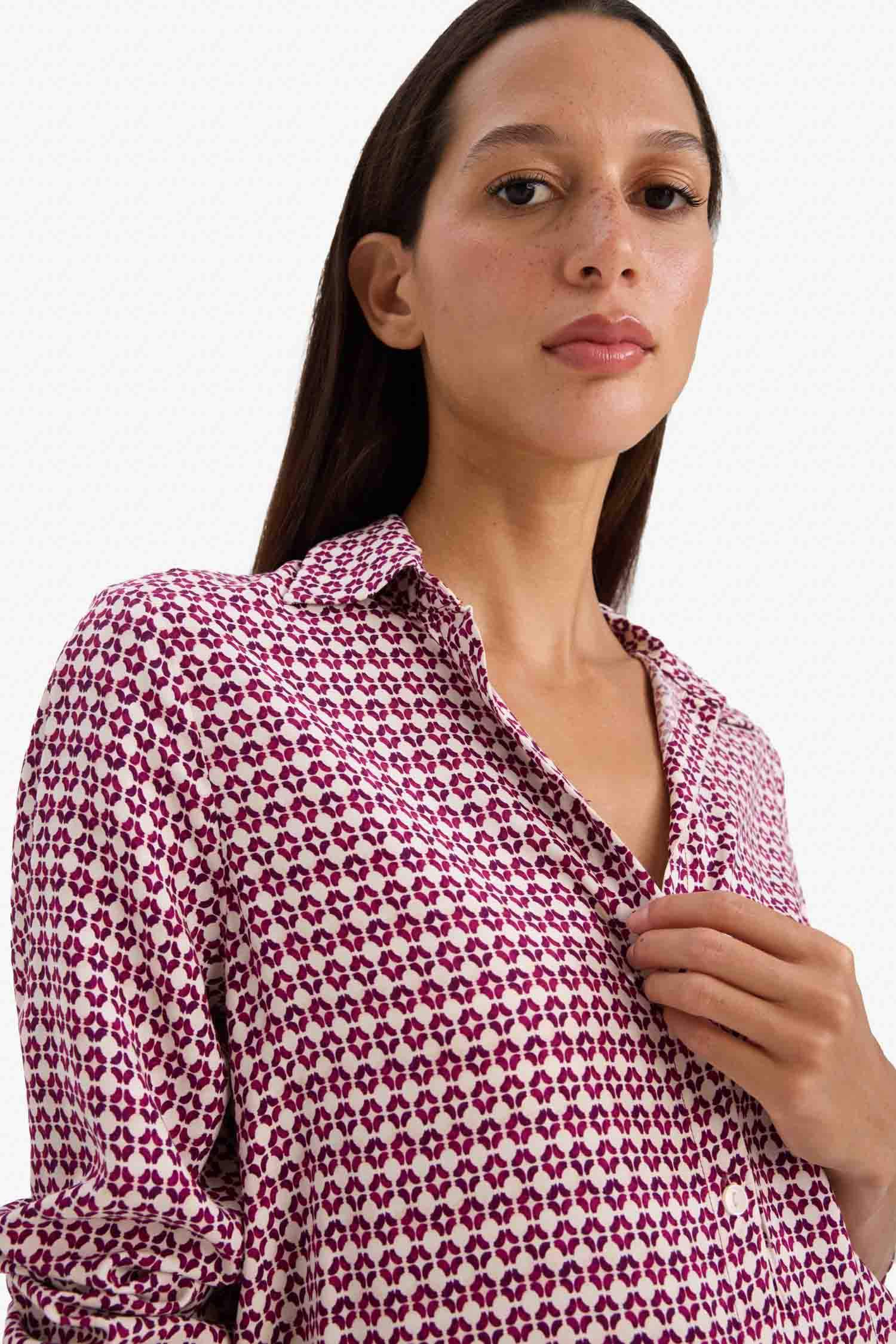 Regular Fit Shirt Collar Printed Long Sleeve Shirt