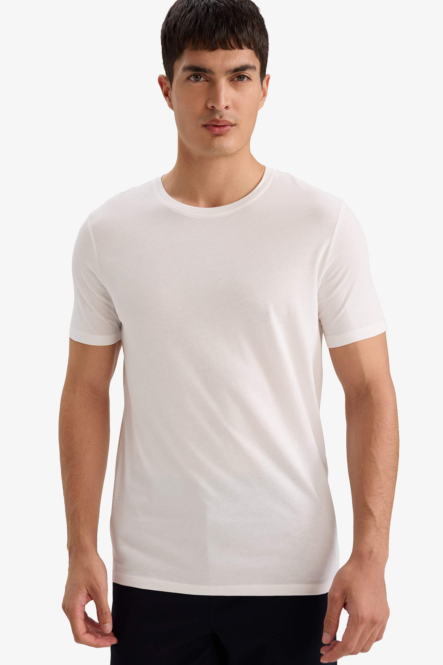 Slim Fit Dar Kesim Bisiklet Yaka Kısa Kollu Tişört