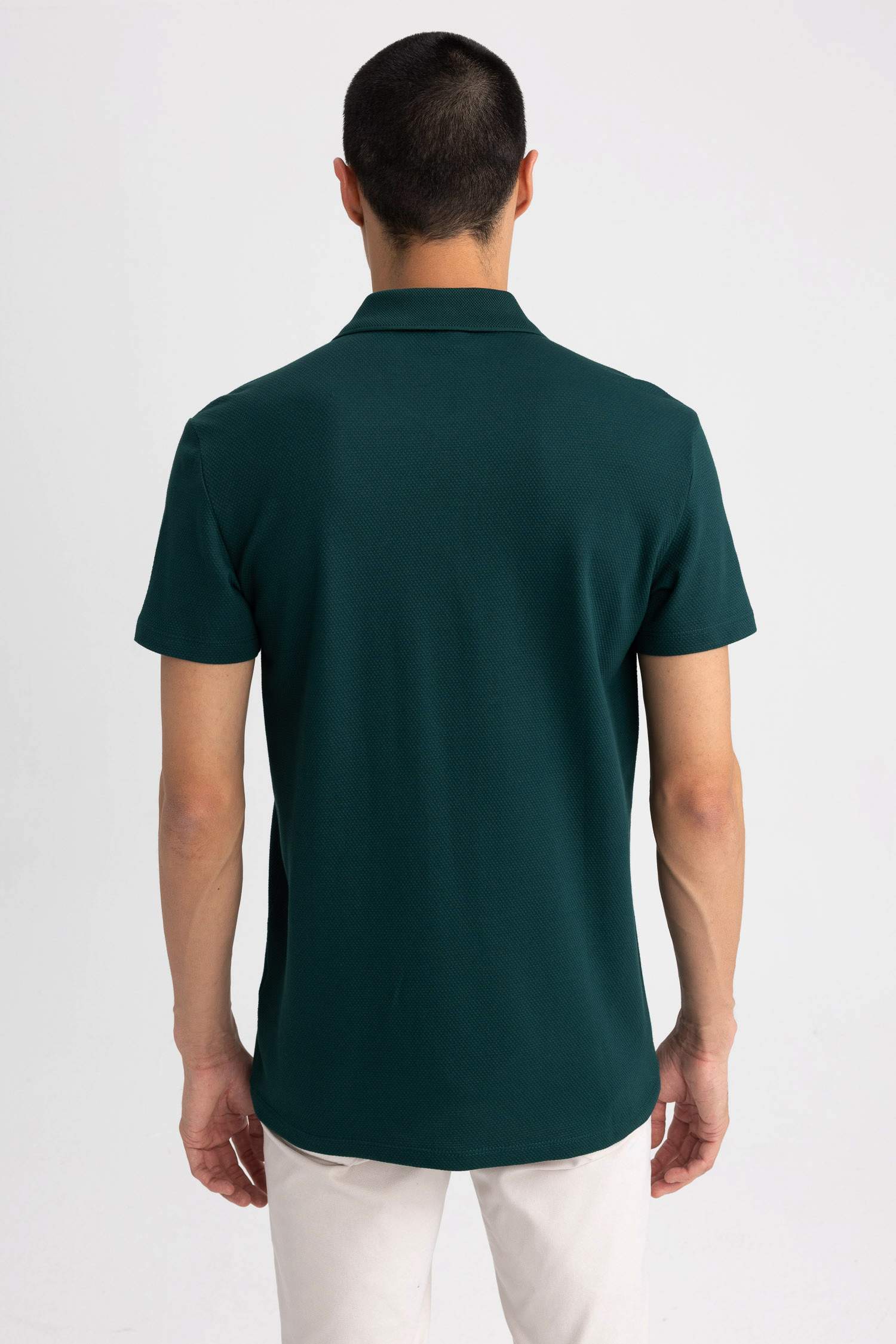 Slim Fit Polo Neck Basic Short Sleeve T-Shirt