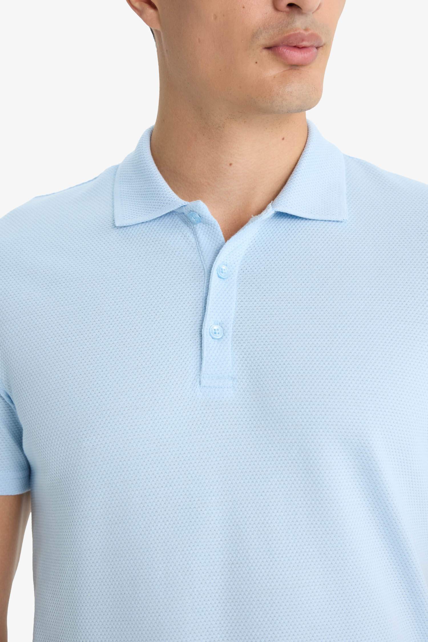 Slim Fit Dar Kesim Polo Yaka Kısa Kollu Pamuklu Modal Karışımlı Basic Düz Tişört