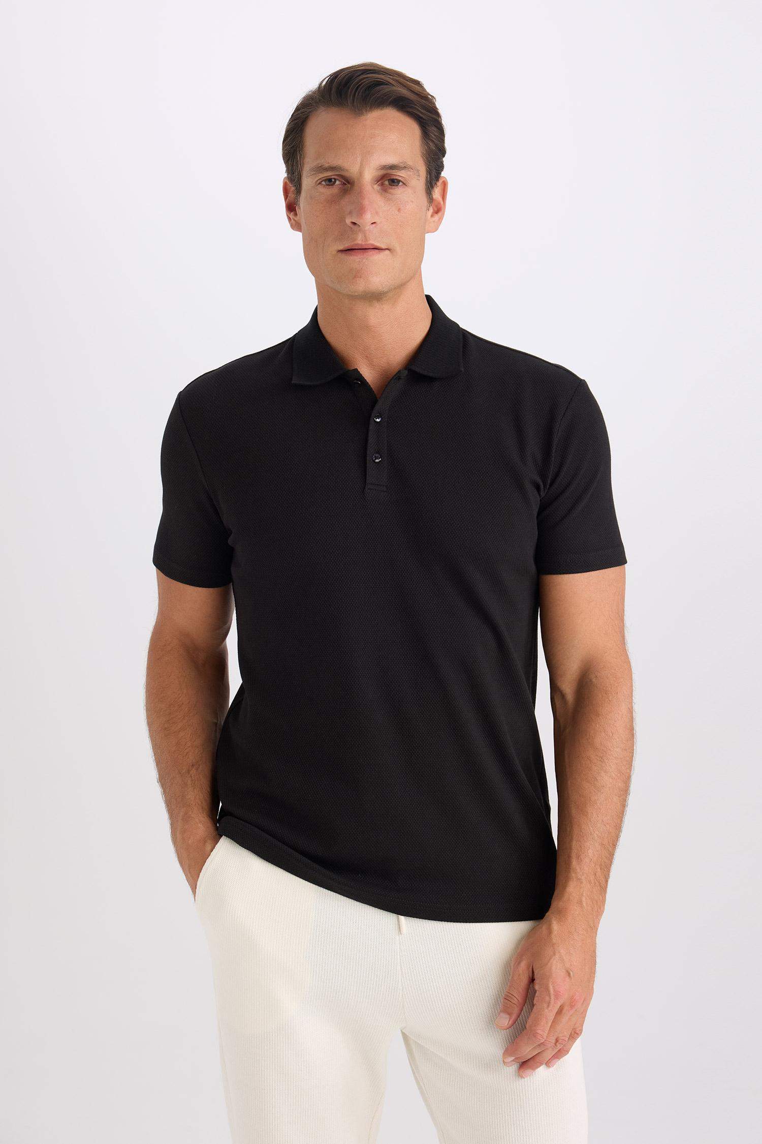 Slim Fit Short Sleeve Cotton Basic Polo Shirt