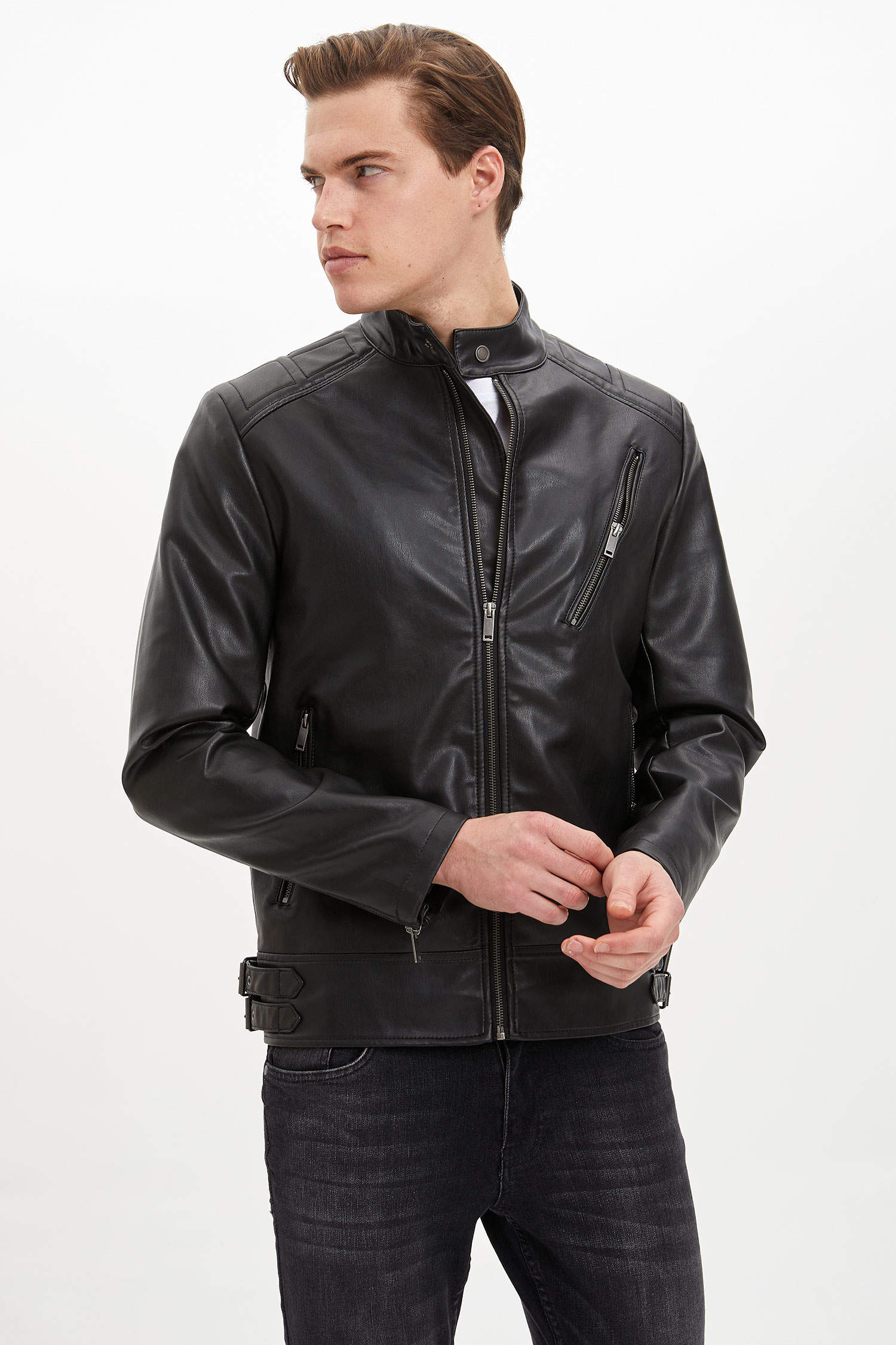 kütle rasathane Onarım mümkün  Black MAN Faux Leather Jacket 1165067 | DeFacto
