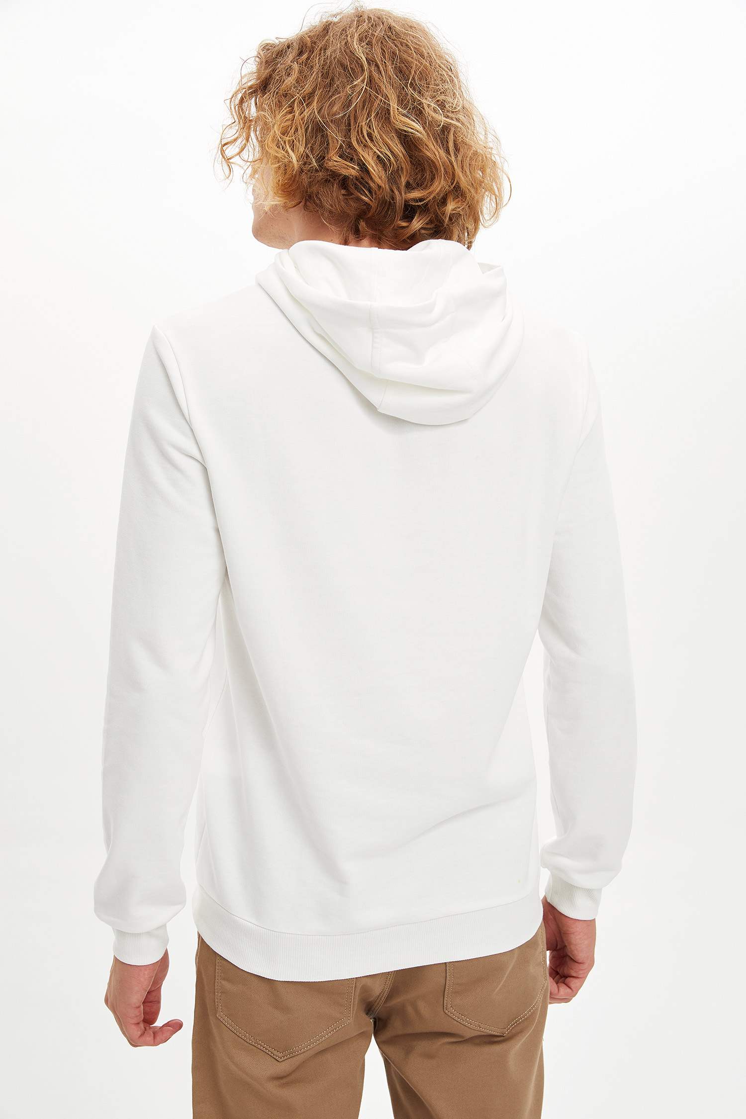 Defacto Slim Fit Kapüşonlu Yazı Baskılı Sweatshirt. 5
