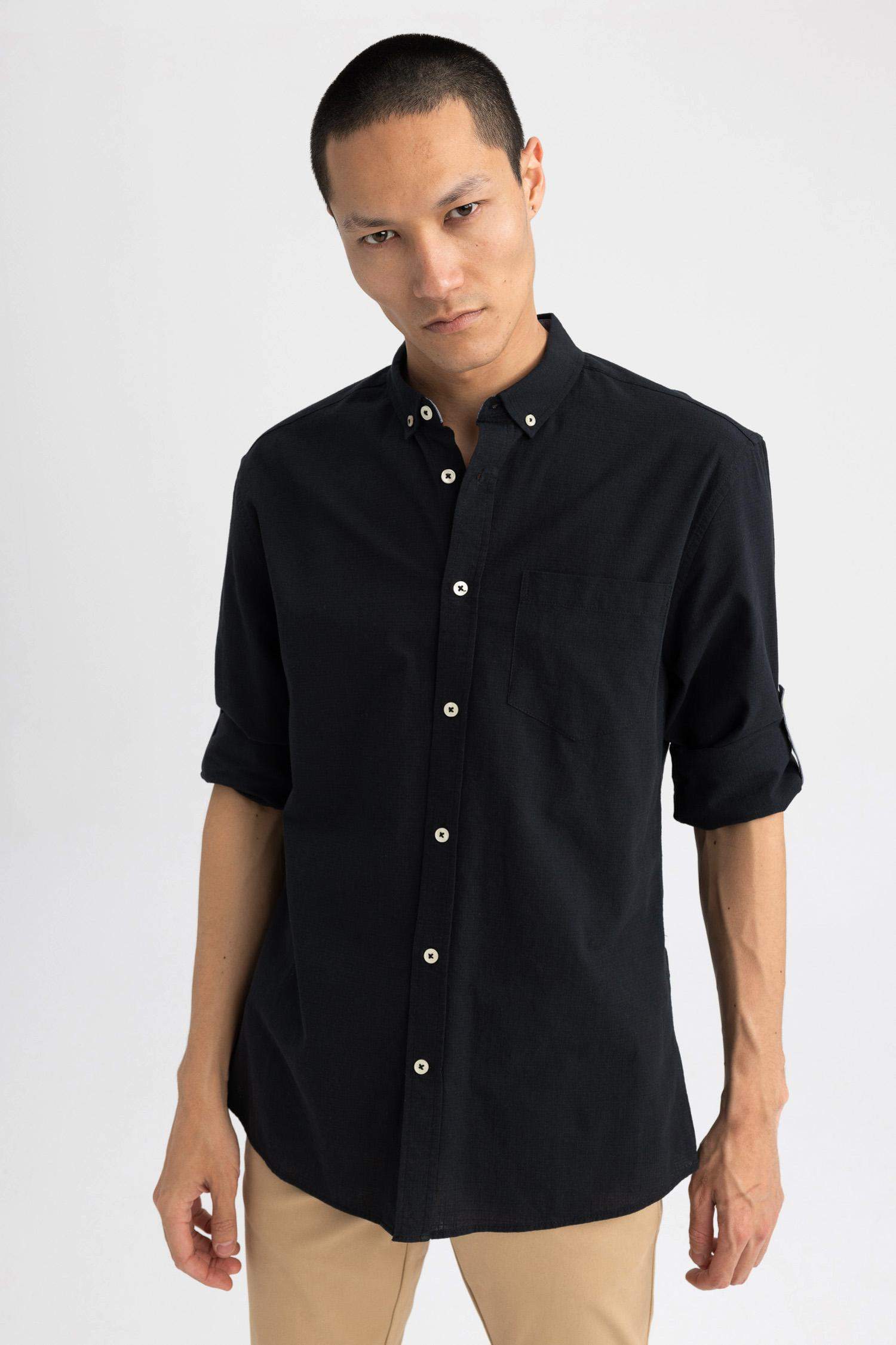 Рубашка приталенного кроя с длинным рукавом