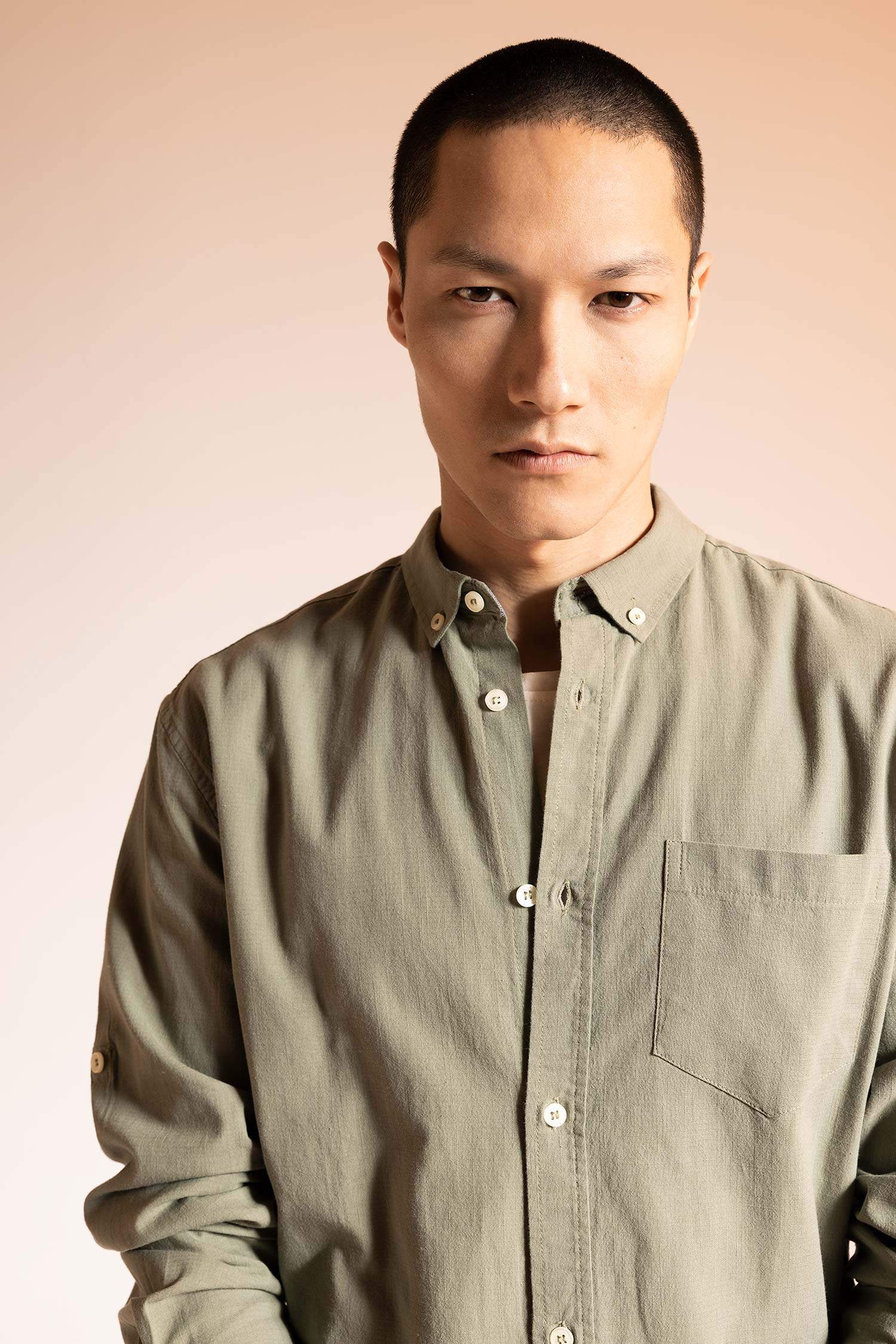 түймелі поло жағасы мақта Ұзын жеңді көйлек